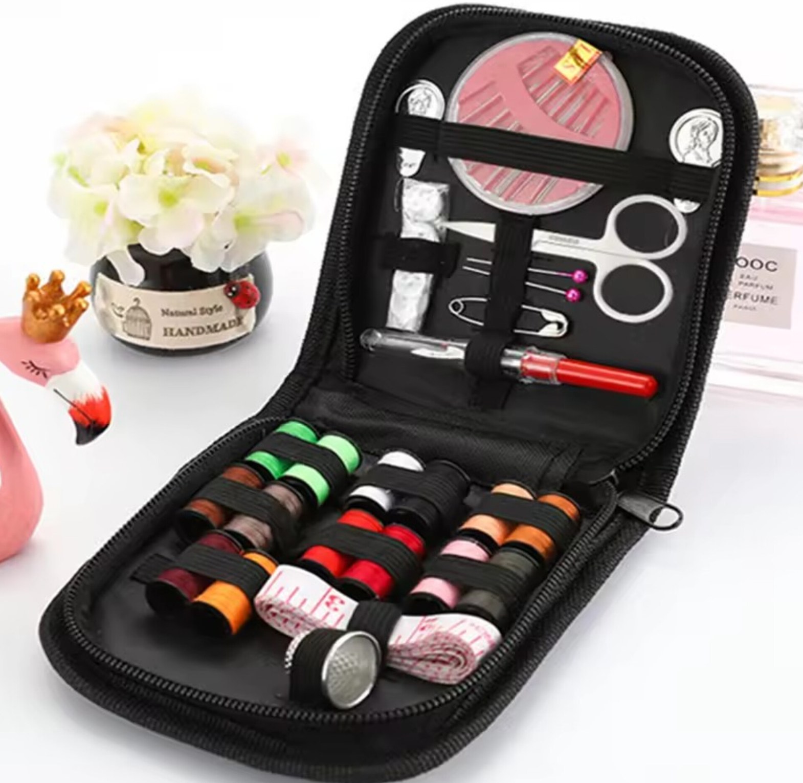 Portable 27-Piece Sewing Kit & Needle Thread Box for Home Travel & CBC Students image