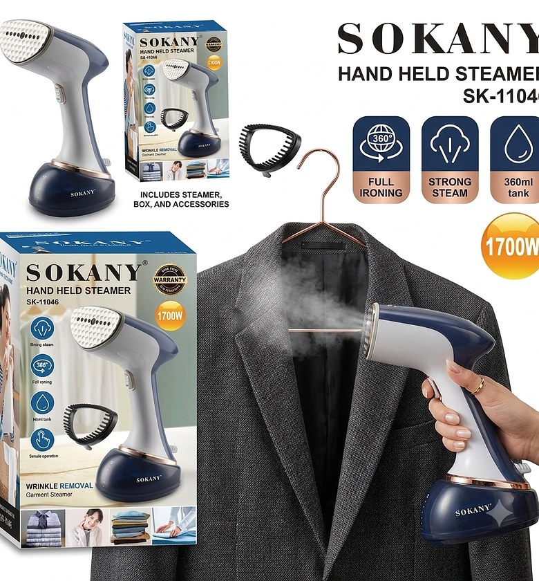 Sokany 1700W Handheld Garment Steamer (SK-11046) Portable Clothes Steam Iron Box with 260ml Tank image