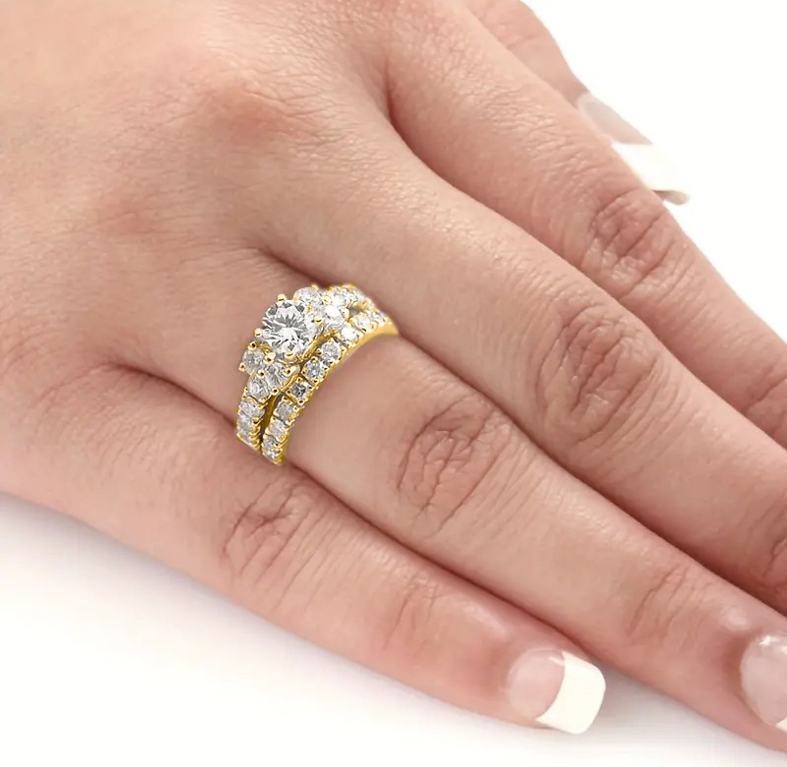 Double cubic zirconia ring set image