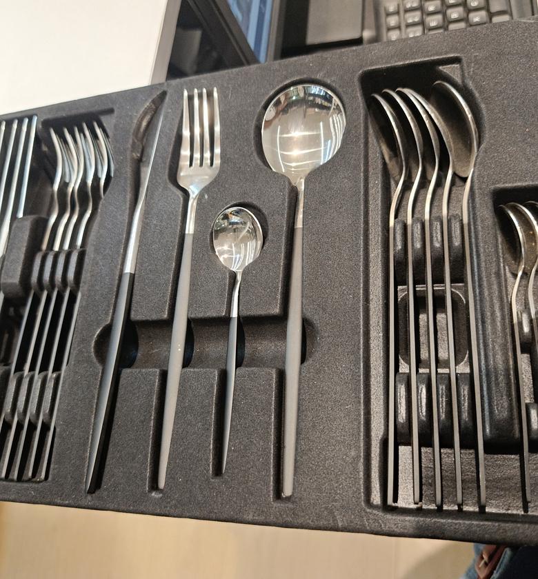 Stainless steel and gold spoons image