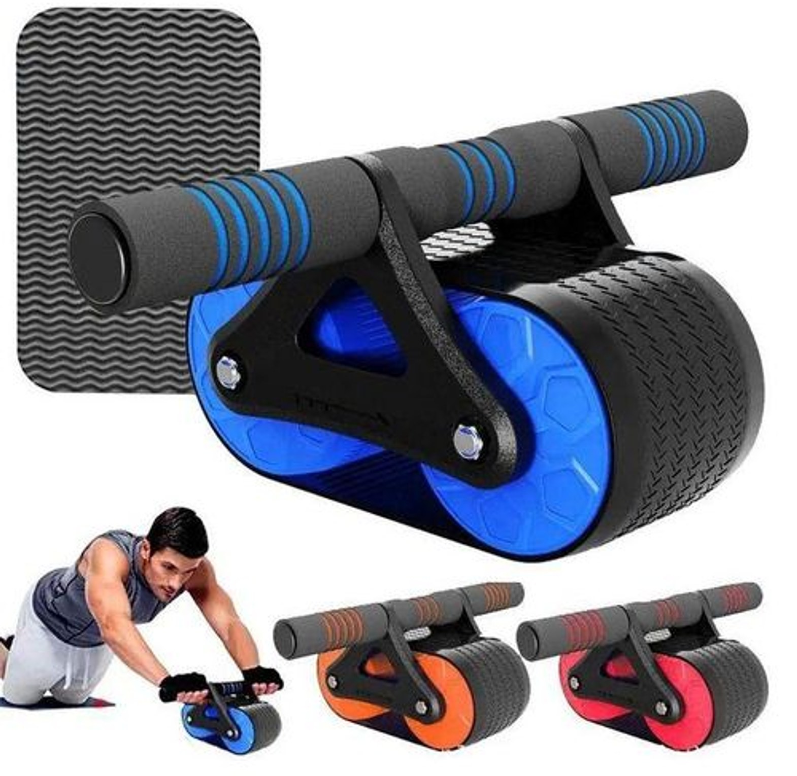 Fitness Ab Roller Coaster Wheel Automatic Rebound Belly Wheel Gym Fitness Double-Wheeled Core Roller image