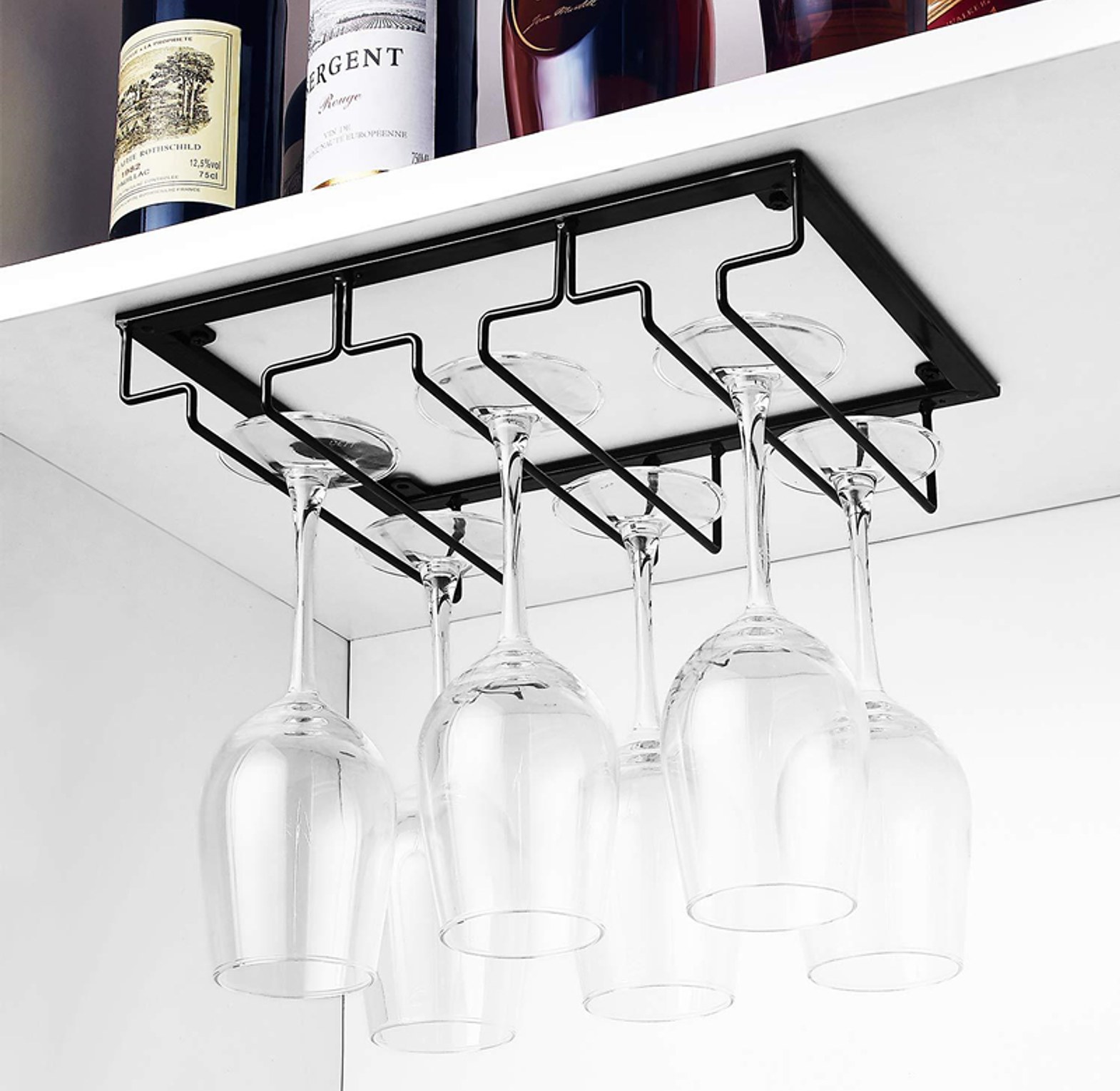 9 Wine Glass Rack, 9 Slots Under Cabinet Stemware Organizer image