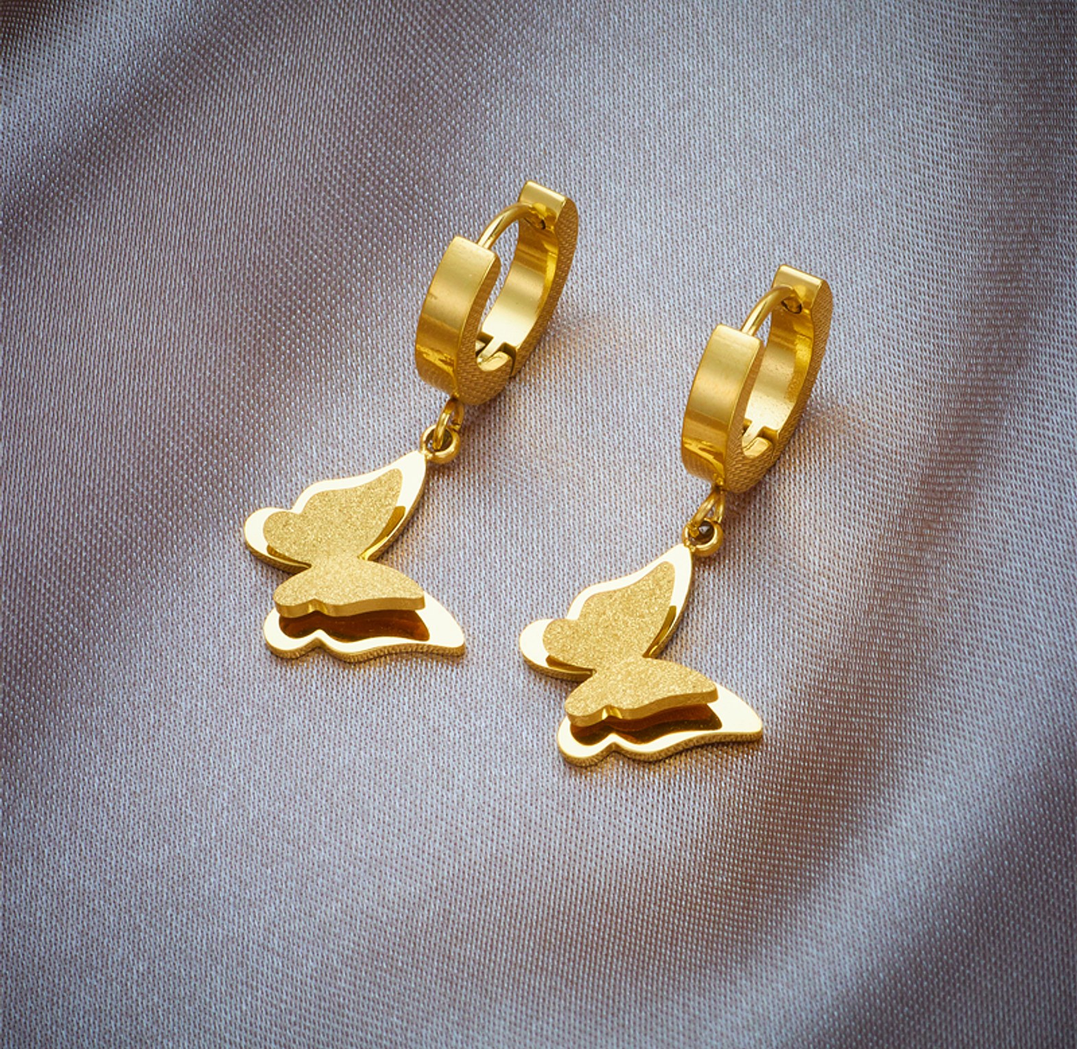 Small Hoop Butterfly Earrings  image