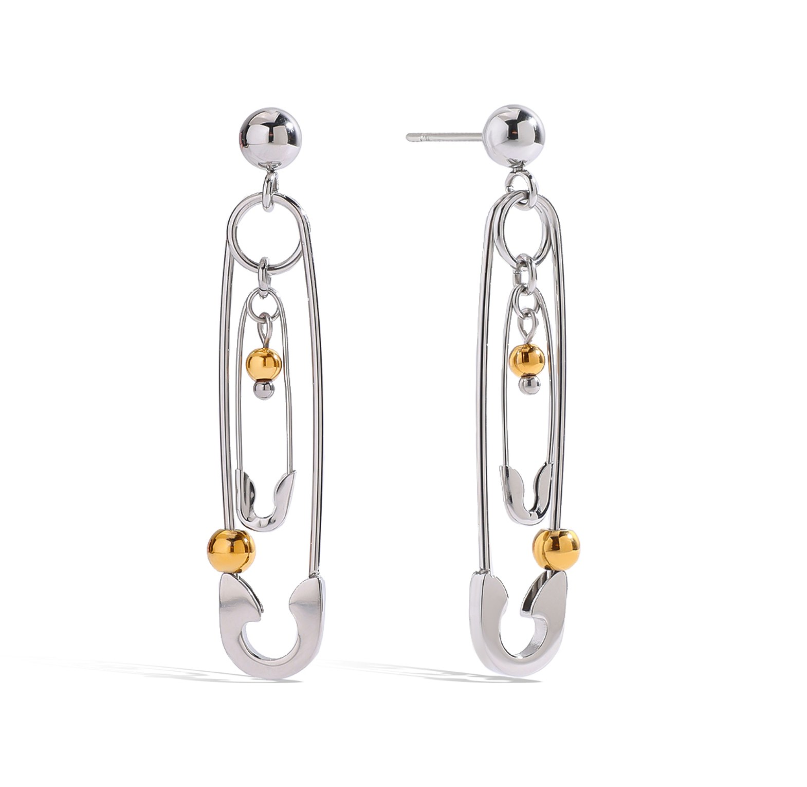 Safety pin drop earrings image