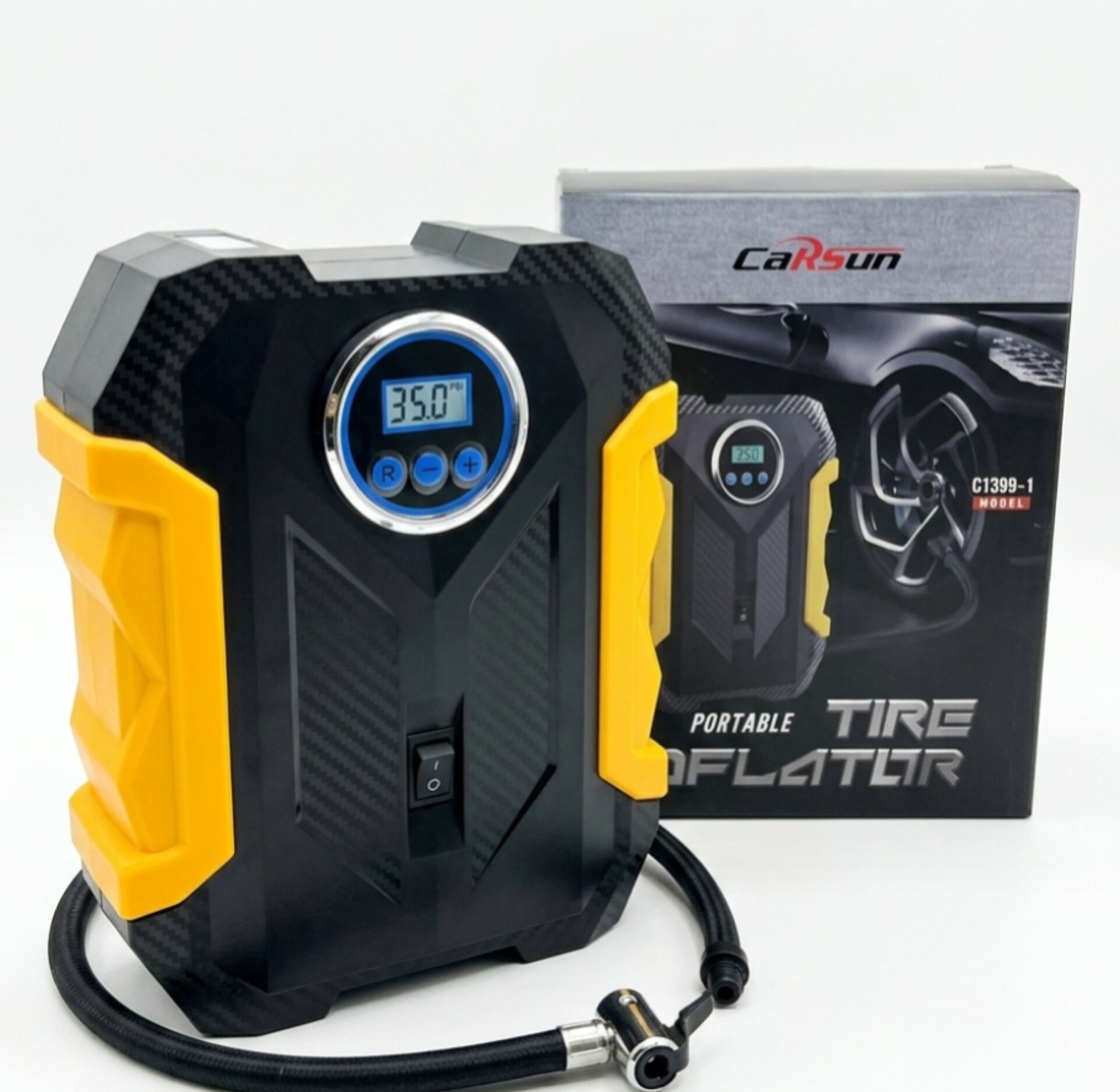 CarSun C1399-1 Portable Digital Car Tire Inflator 12V Air Compressor Pump for Cars, Motorcycles & Bicycles image
