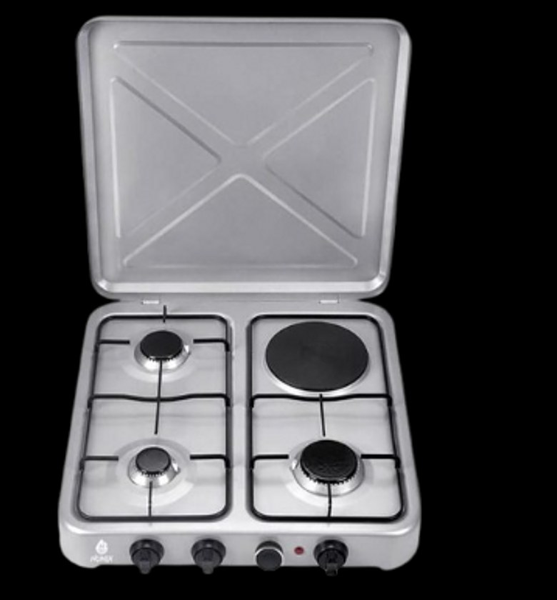 Nunix Top Table 4 Burner Cooker 3 Gas + 1 Electric Hot Plate/ Coil image