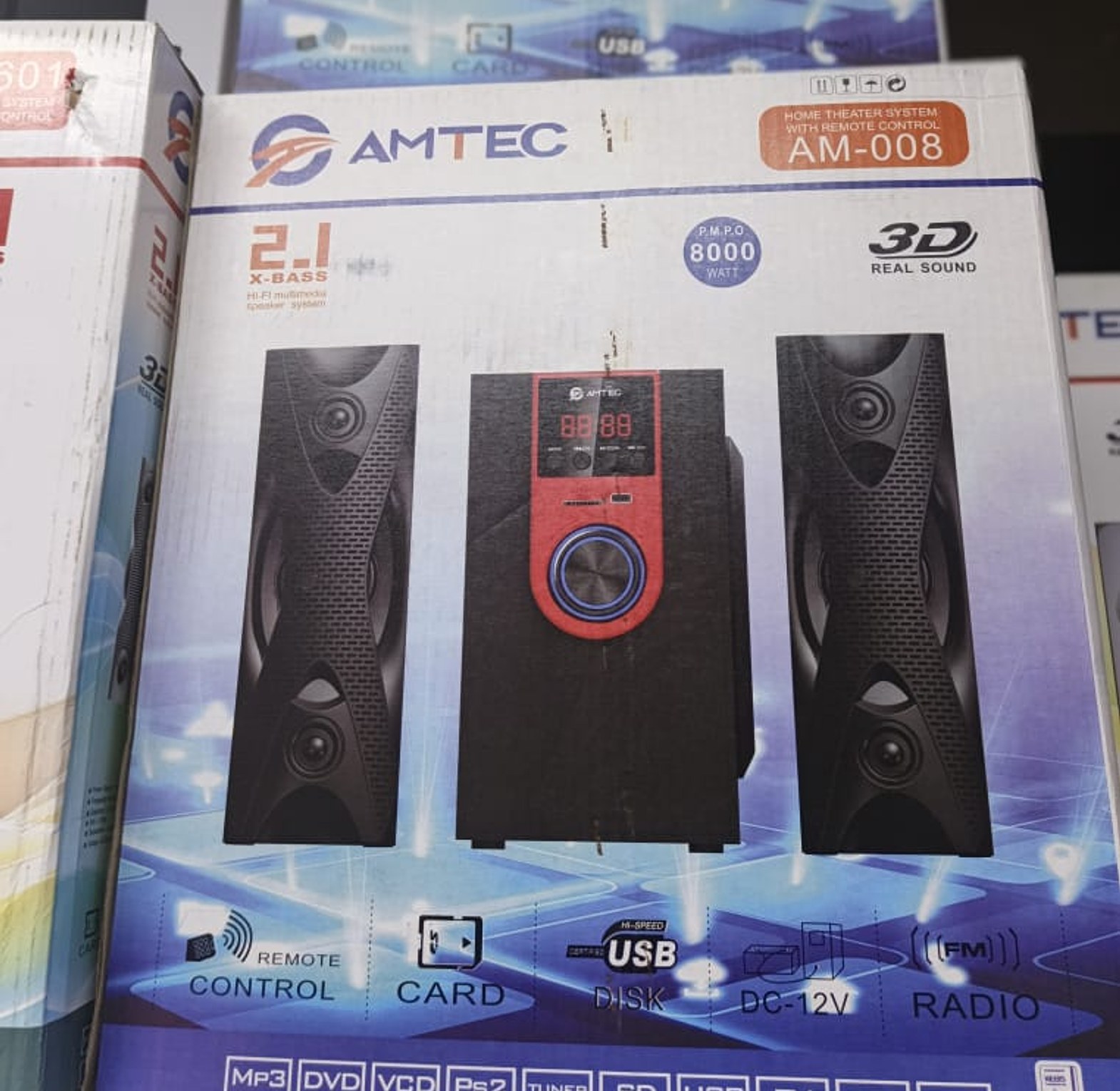Amtec AM-008 2.1 Channel X-Bass Subwoofer Sound System.  image