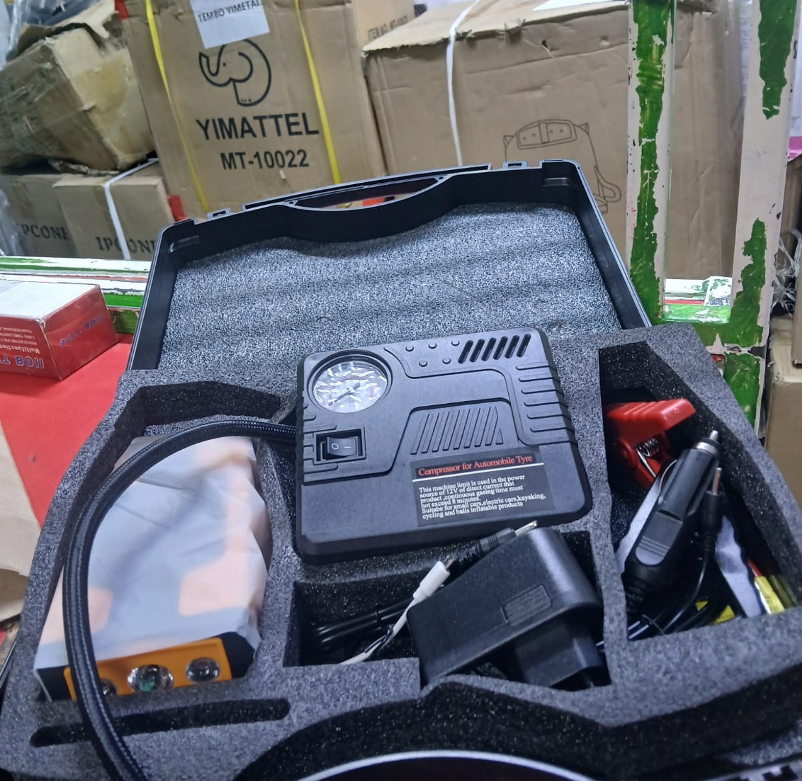 Emergency Car Jump starter Kit.  Jam Starter Kit And Compressor Can Also Be Used As A power bank for your phone image