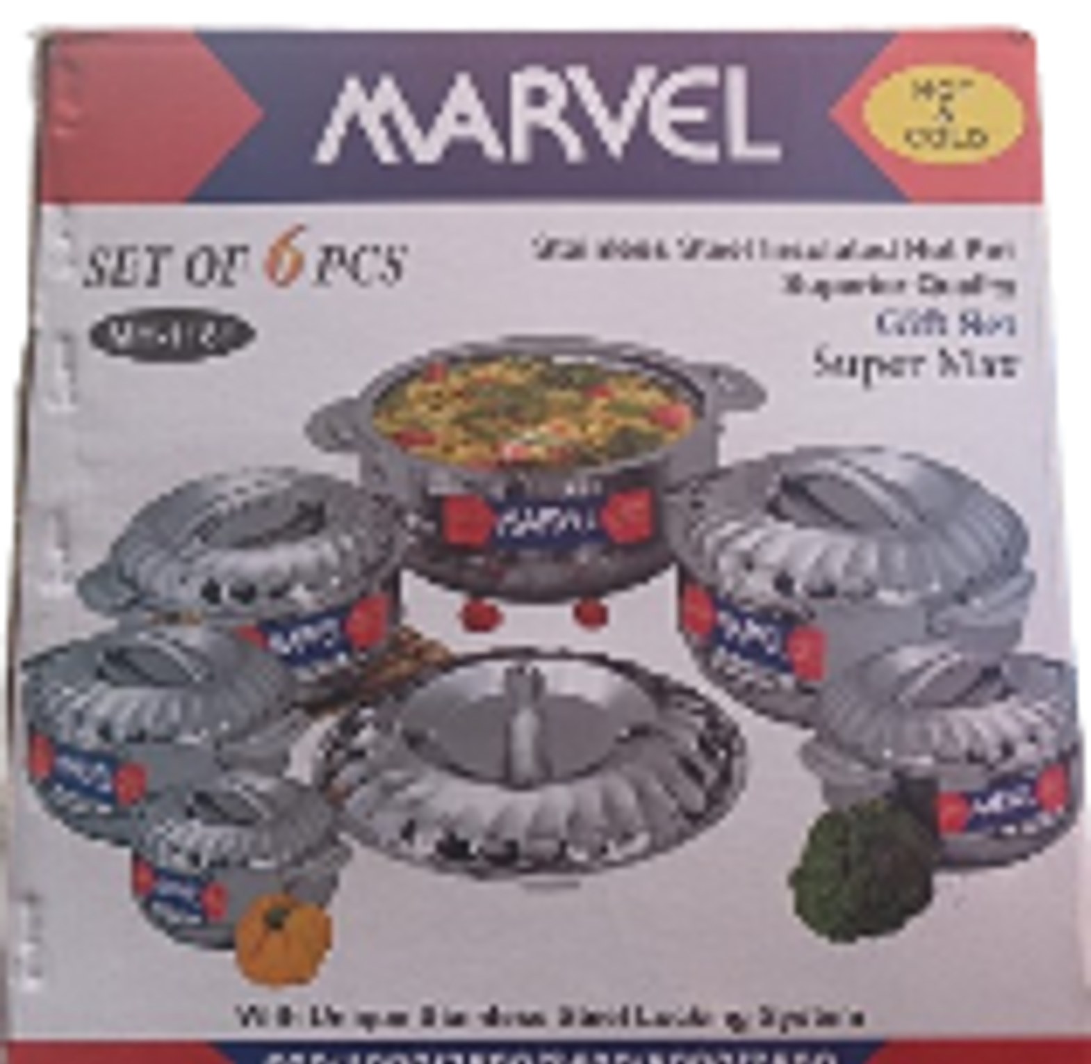 Marvel Hotpot Set Of 6. 6pcs Stainless Steel Premium Heavy Gauge Insulated Casserole Hotpots image