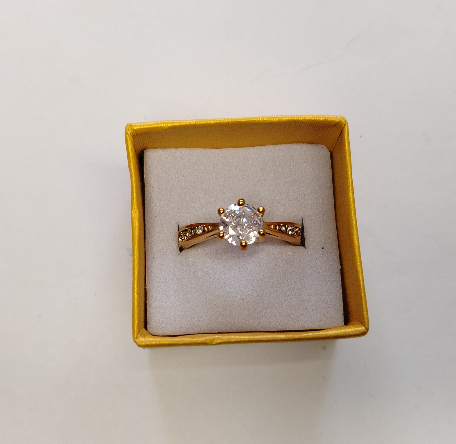 Stainless steel zirconia diamond hypoallergenic engagement ring  image