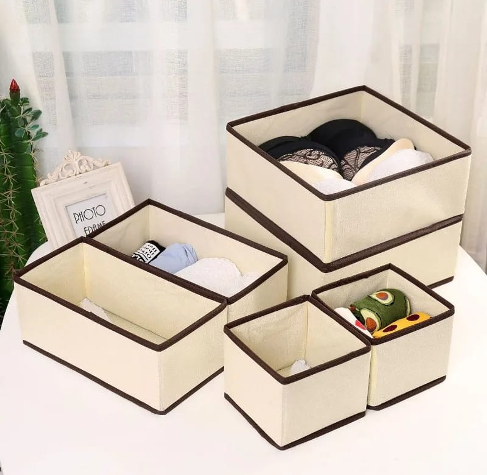 6pcs/1set Underwear Storage Box Foldable Non-woven Storage Box  image