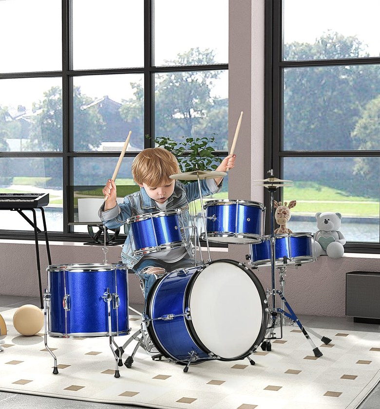 Drum Kit For Kids. 11 Piece Junior Drum Set for Kids with Stool image