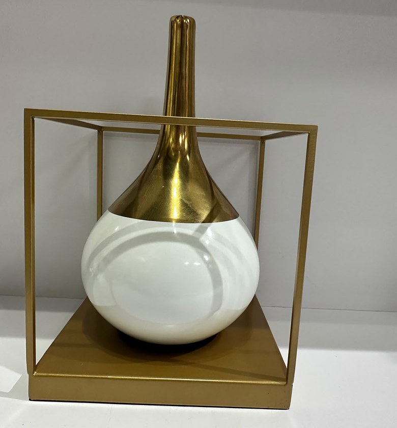Ceramic Vase in Gold Frame image