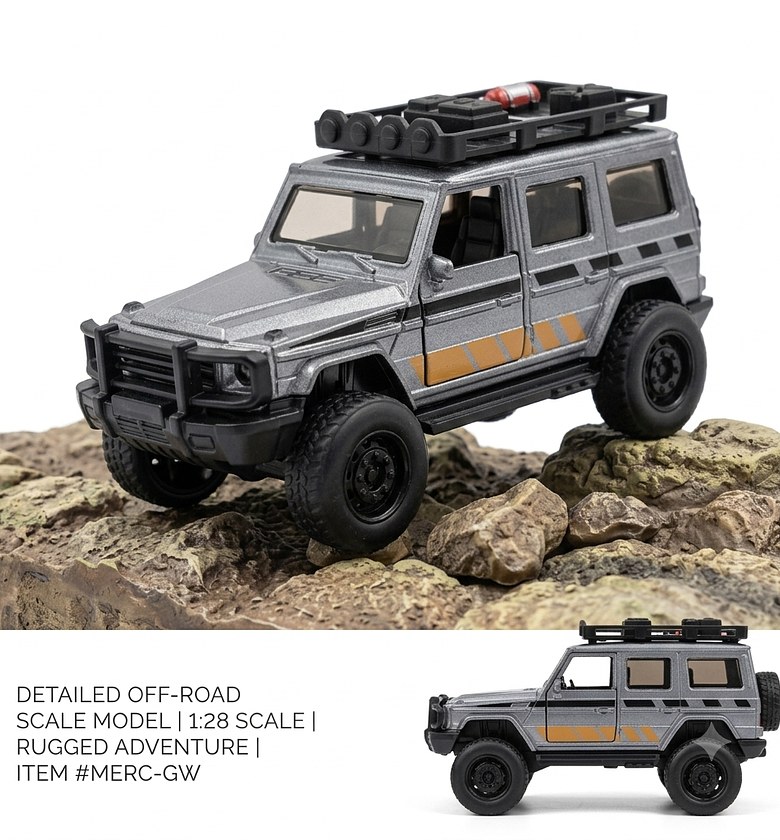 Diecast Metal Offroad SUV Toy Car Model 1:28 Scale Heavy Duty Alloy Collectible Vehicle image