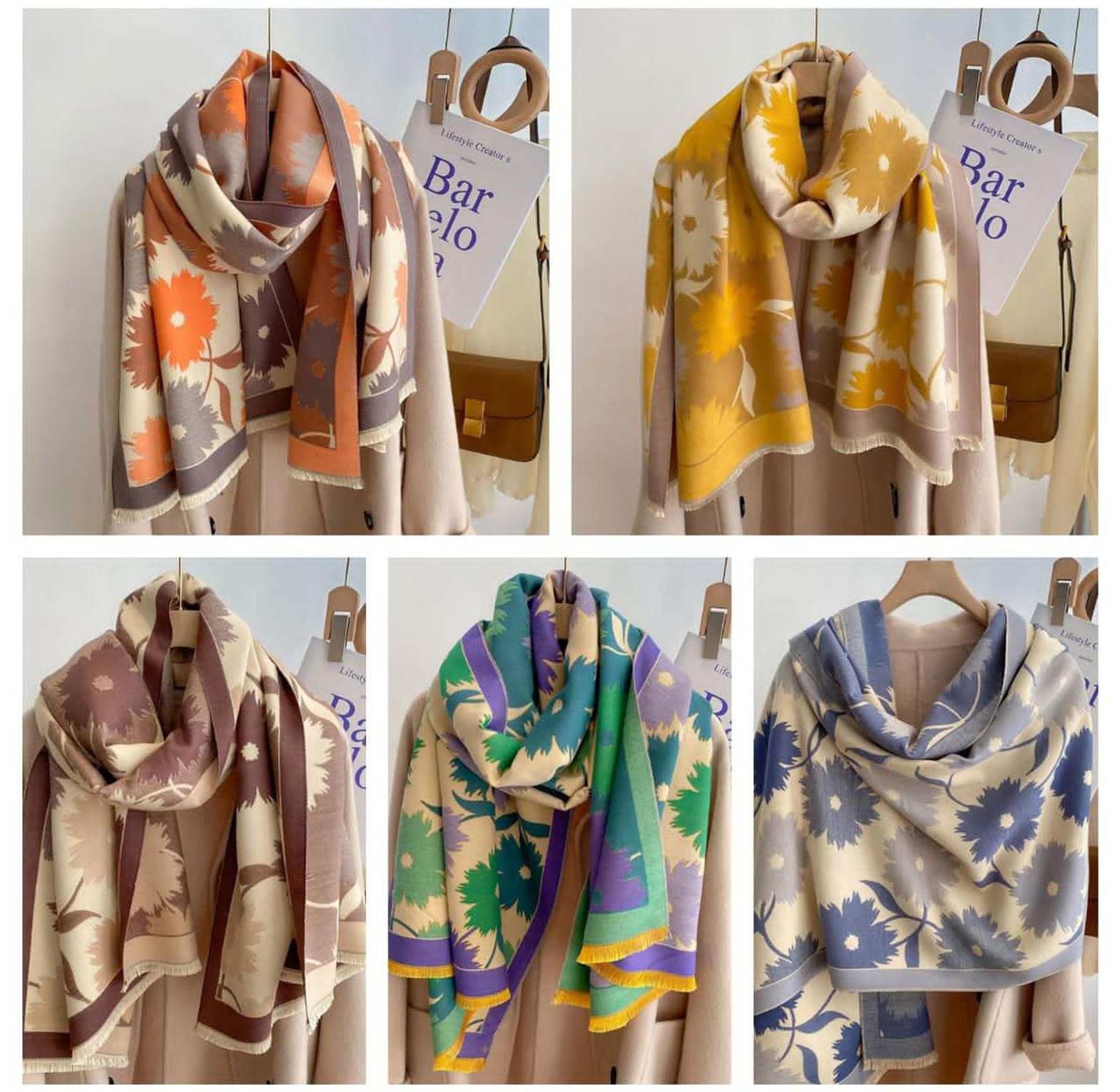 Luxury Floral Print Cashmere Scarf image