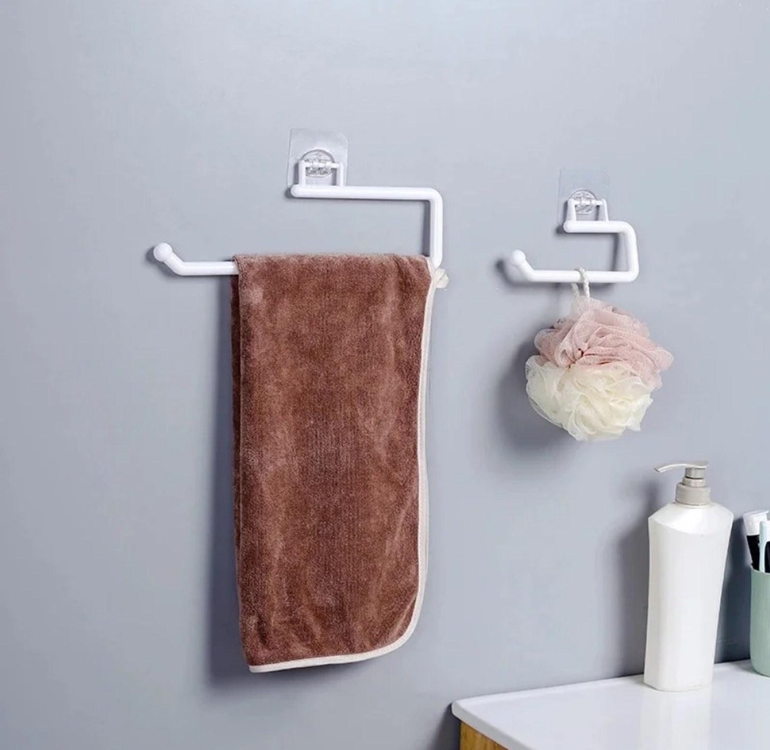 28cm Adhesive Kitchen Paper Towel Holder & Under Cabinet Tissue Roll Rack - No Drill Wall Mount Organizer for Homes & Kitchens image