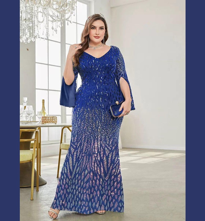 Monarch Sequin Cascade Mermaid Gown image