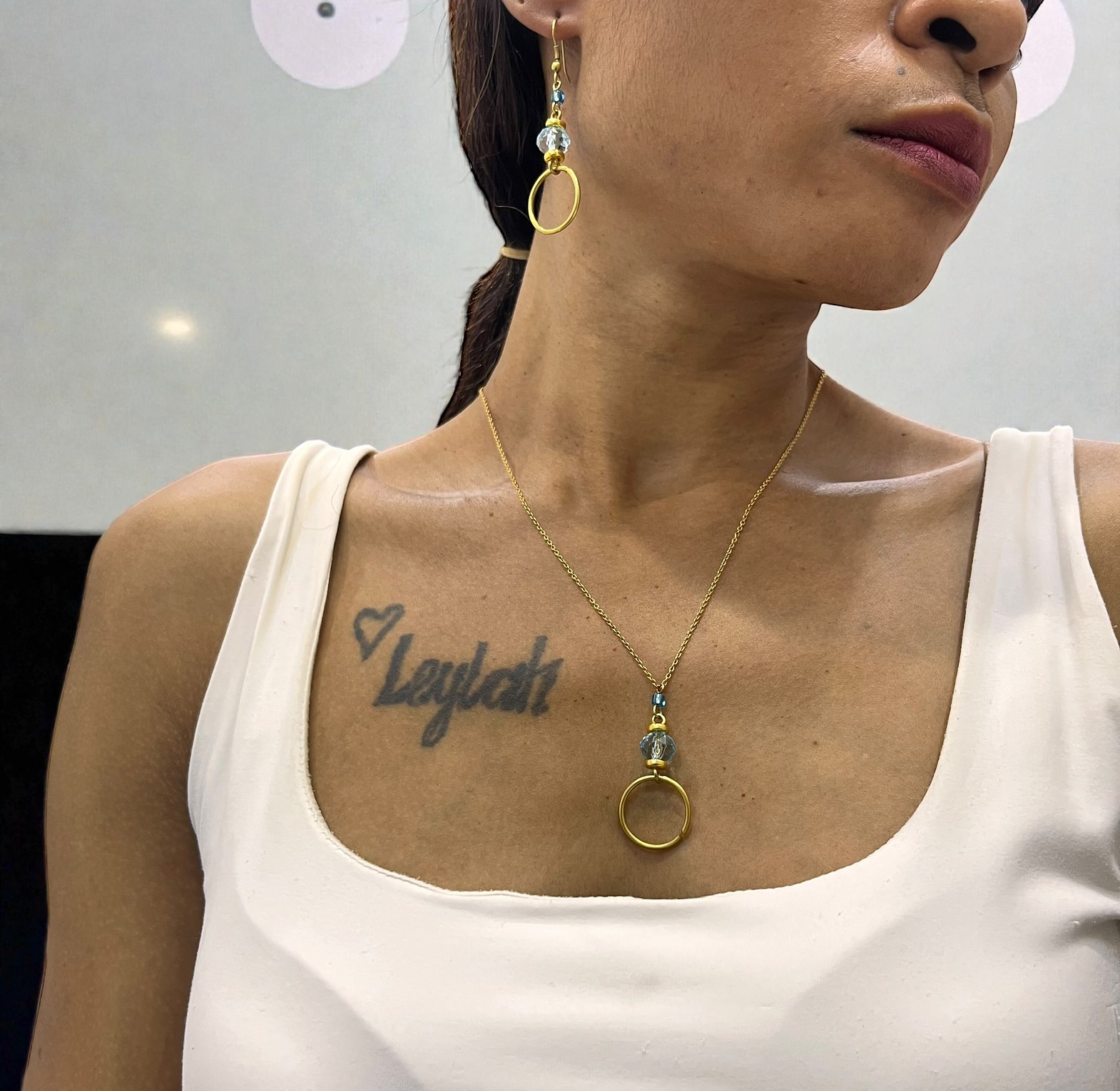 Circle Necklace & Earrings Set image