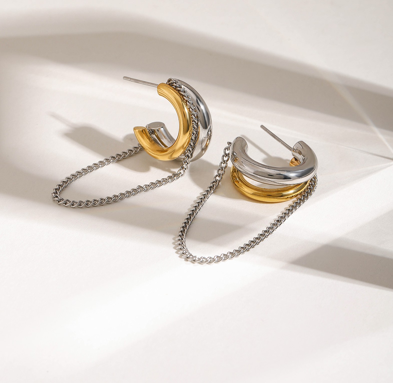 Tassel Line Hoop Earrings image
