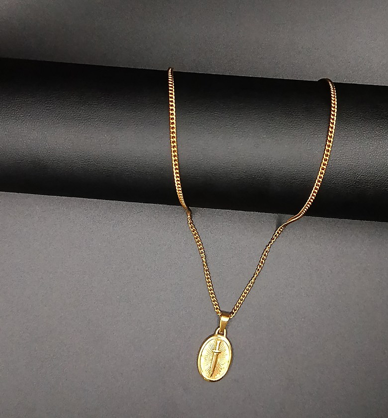 Gold cross oval pendant necklace  image