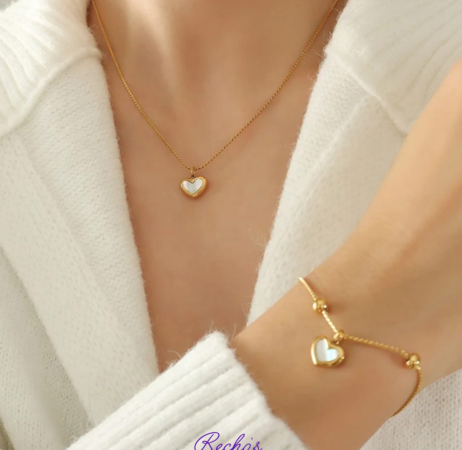 White love bracelet and necklace set image