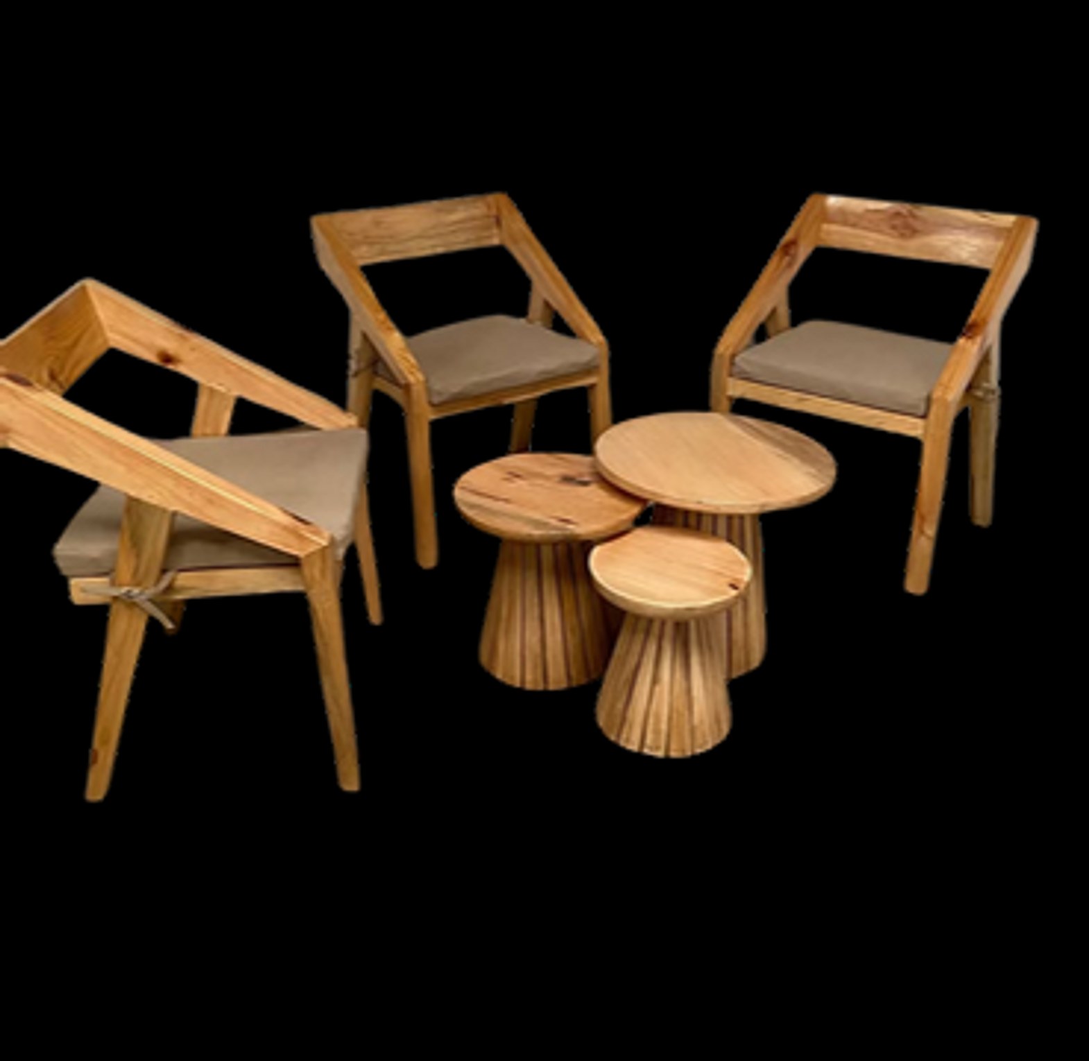 Modern Wood Chair and Side Table Set image