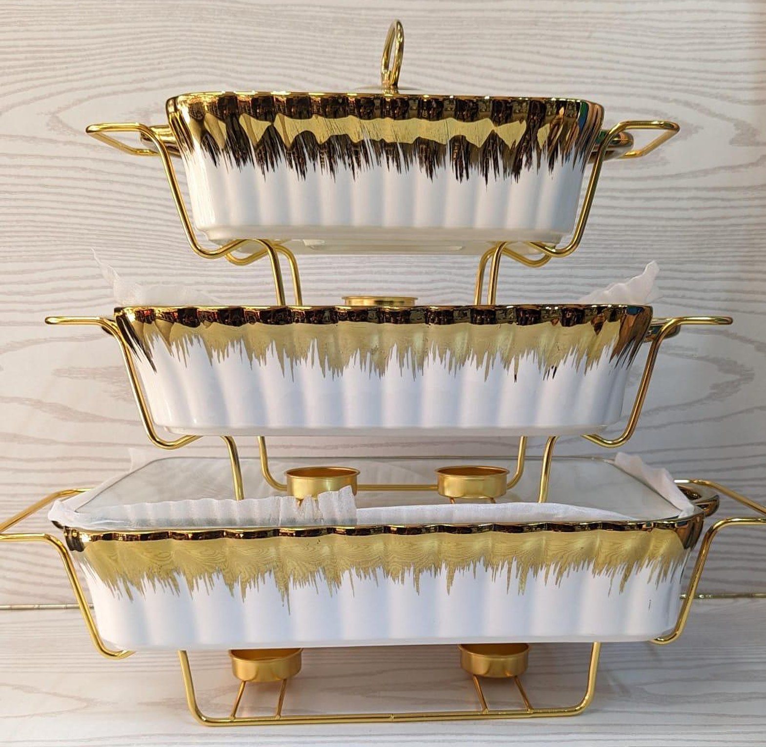 Chaffing Dishes. 3 pcs ceramic chaffing dishes  image