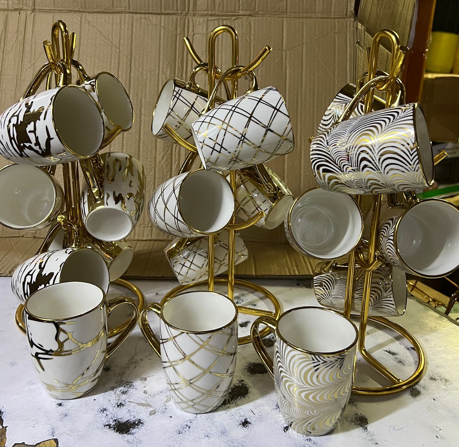 TEACUPS. Ceramics Classy cups with golden deco. Set of 6 pcs image