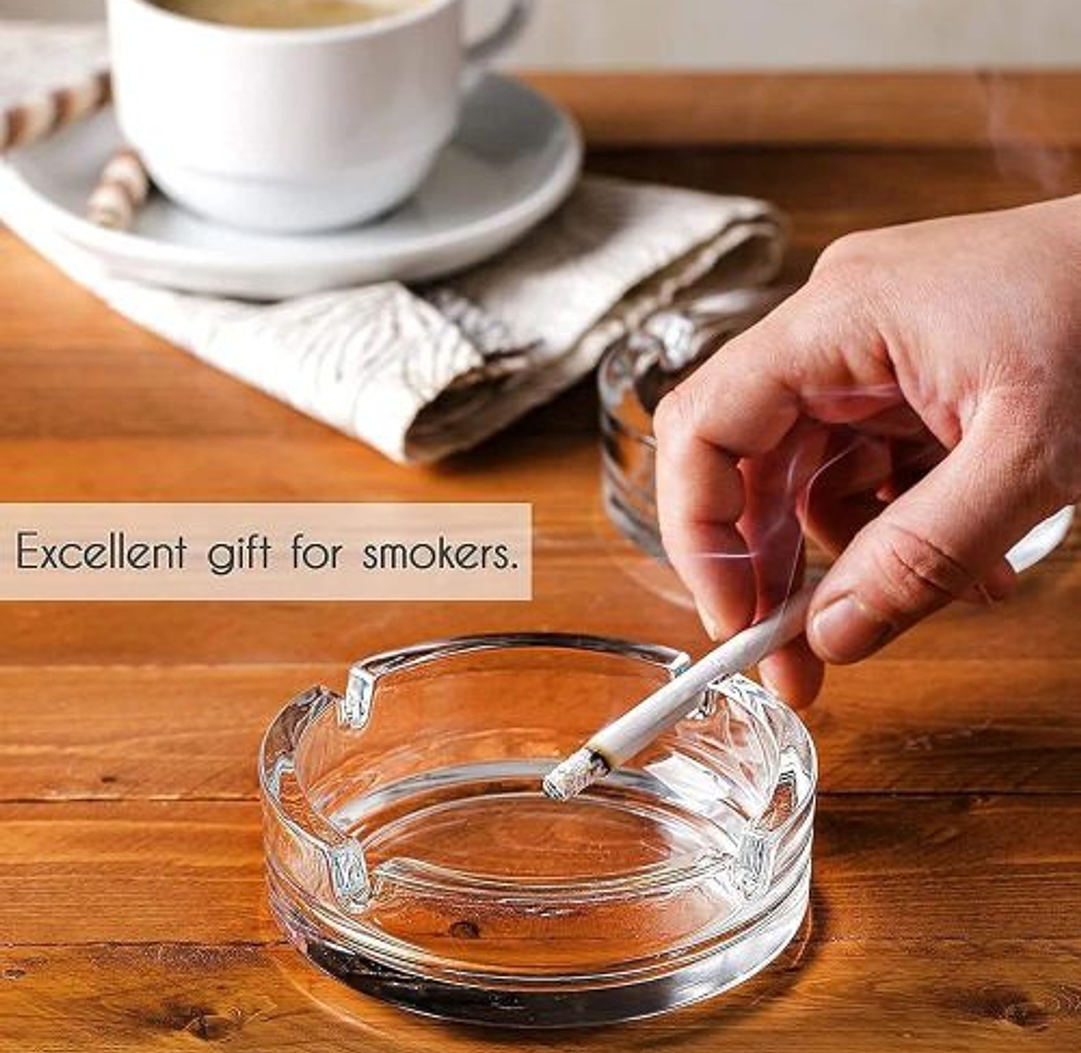 Glass Cigarette Ashtray for Home, Office, Bars. Heavy Duty image