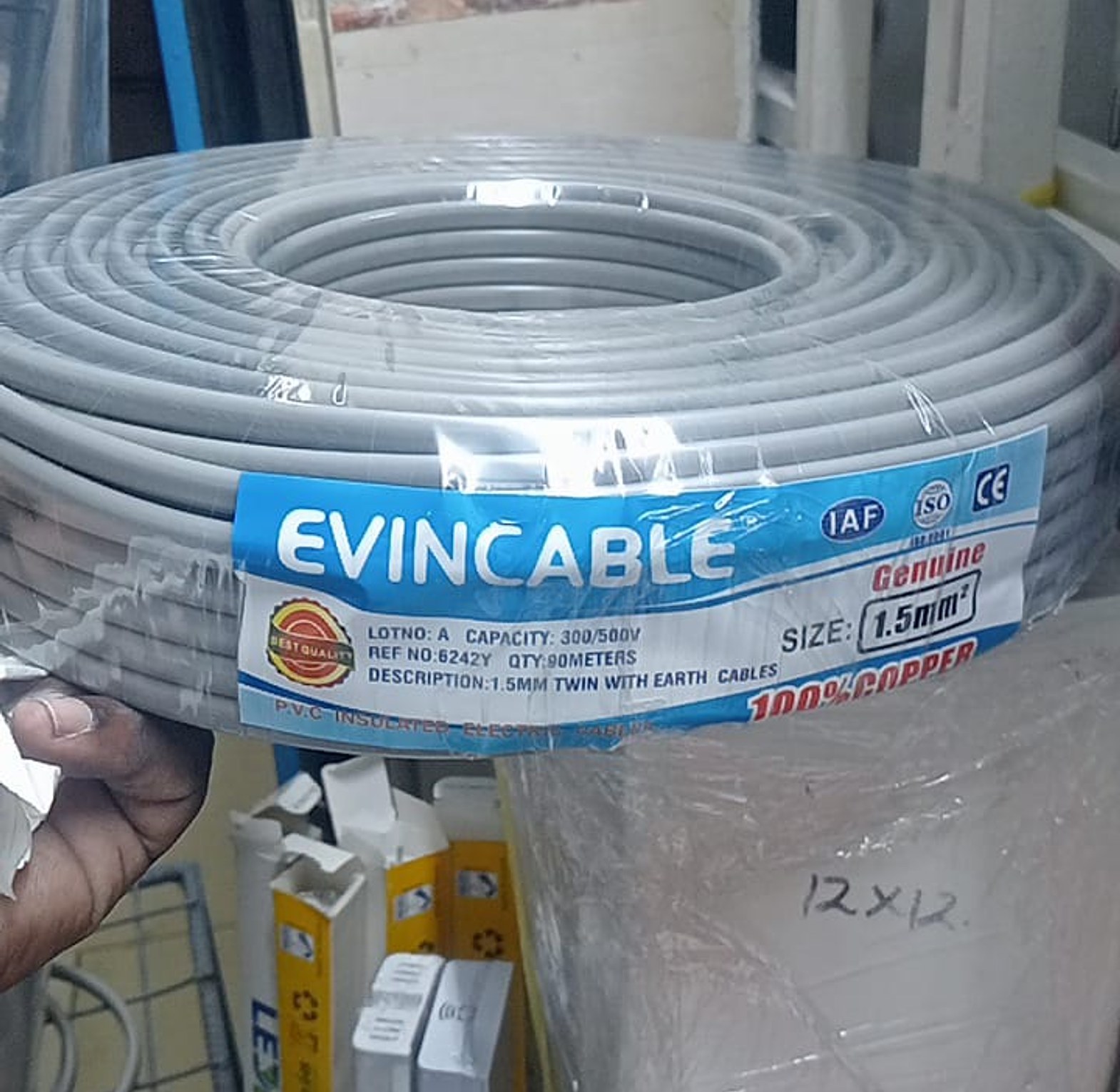 Evin 1.5 Twin Cable + Earth Flat Power Electrical Cable 90m image