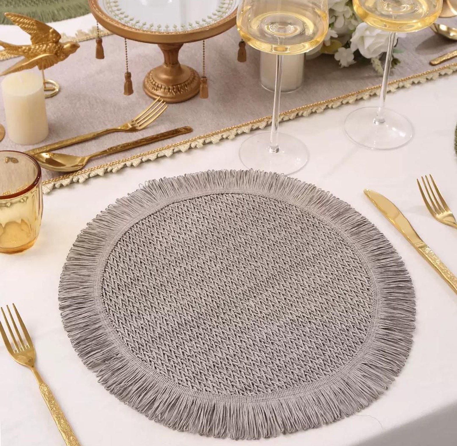 : 6-Piece Nordic Tassel Woven Table Mat Set – Heat Resistant & Non-Slip Placemat Collection image