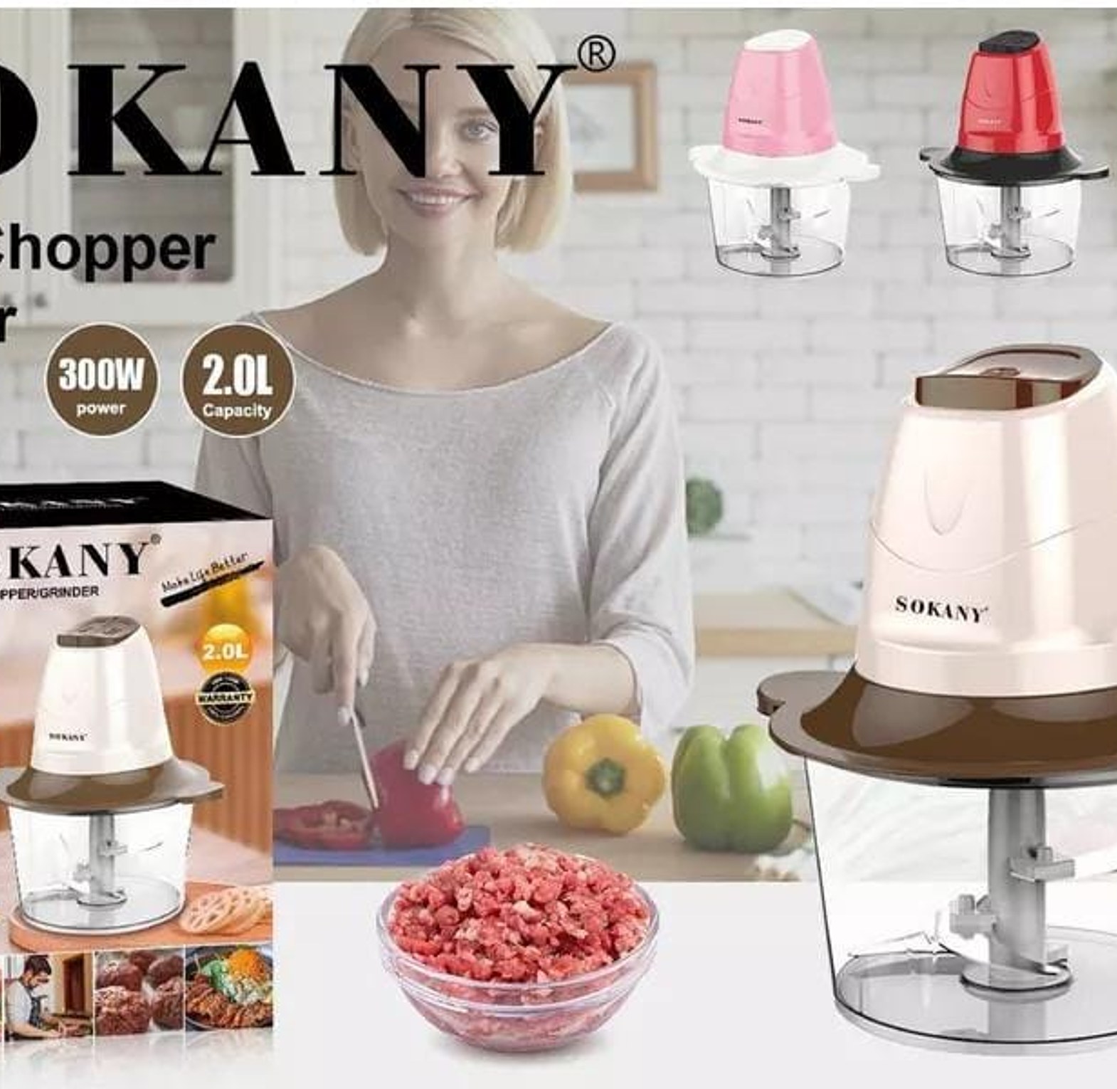 Sokany Stainless steel food chopper meat grinder and shredder image