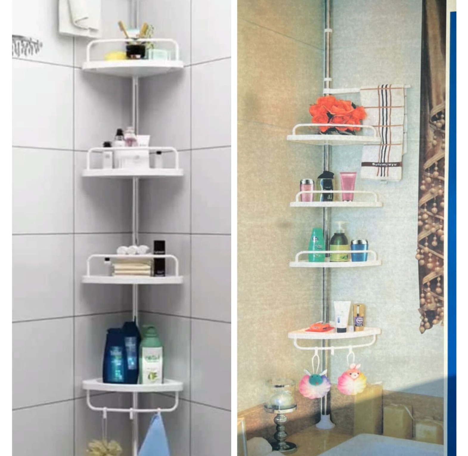 Quality Affordable 4 Layer Multi Corner shelf Tension Pole-Bathroom Organizer image
