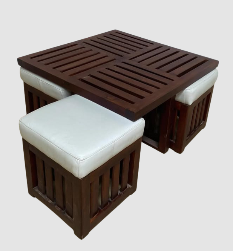 Nesting Coffee Table with Four Ottomans image