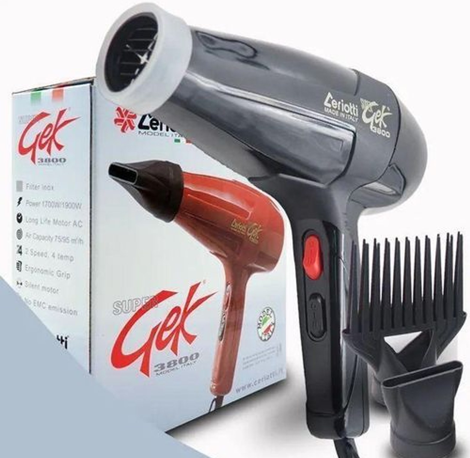 Ceriotti Heavy Duty Super GEK 3800 Blow Dry Hair Dryer Black image