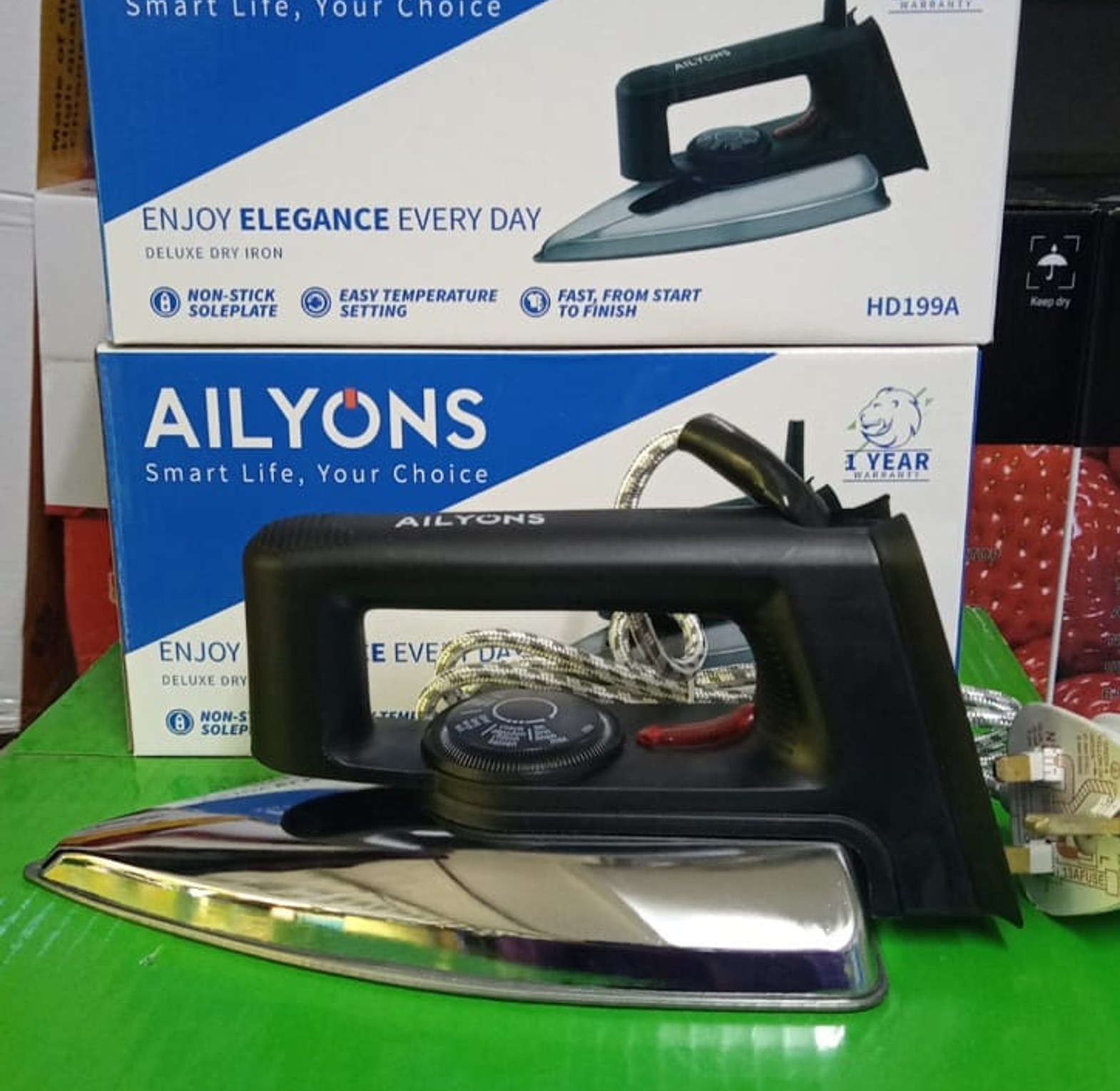 IRON BOX. AILYONS HD-199A Electric Dry Iron Box Silver & Black image
