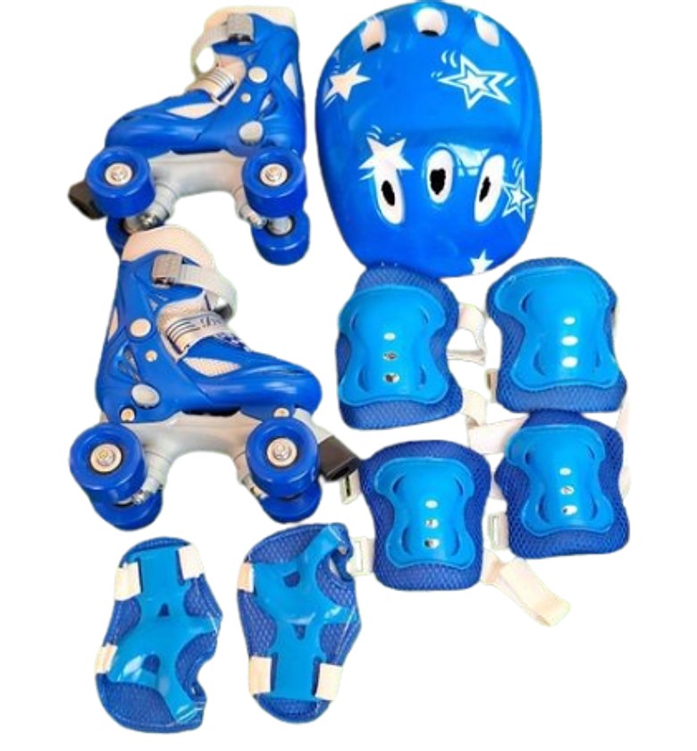 SKATE SHOES. Skates 4 Wheel Full Set Full With protective gear: helmet, elbow pads, knee pads, wrist guards size 26 to 38 image
