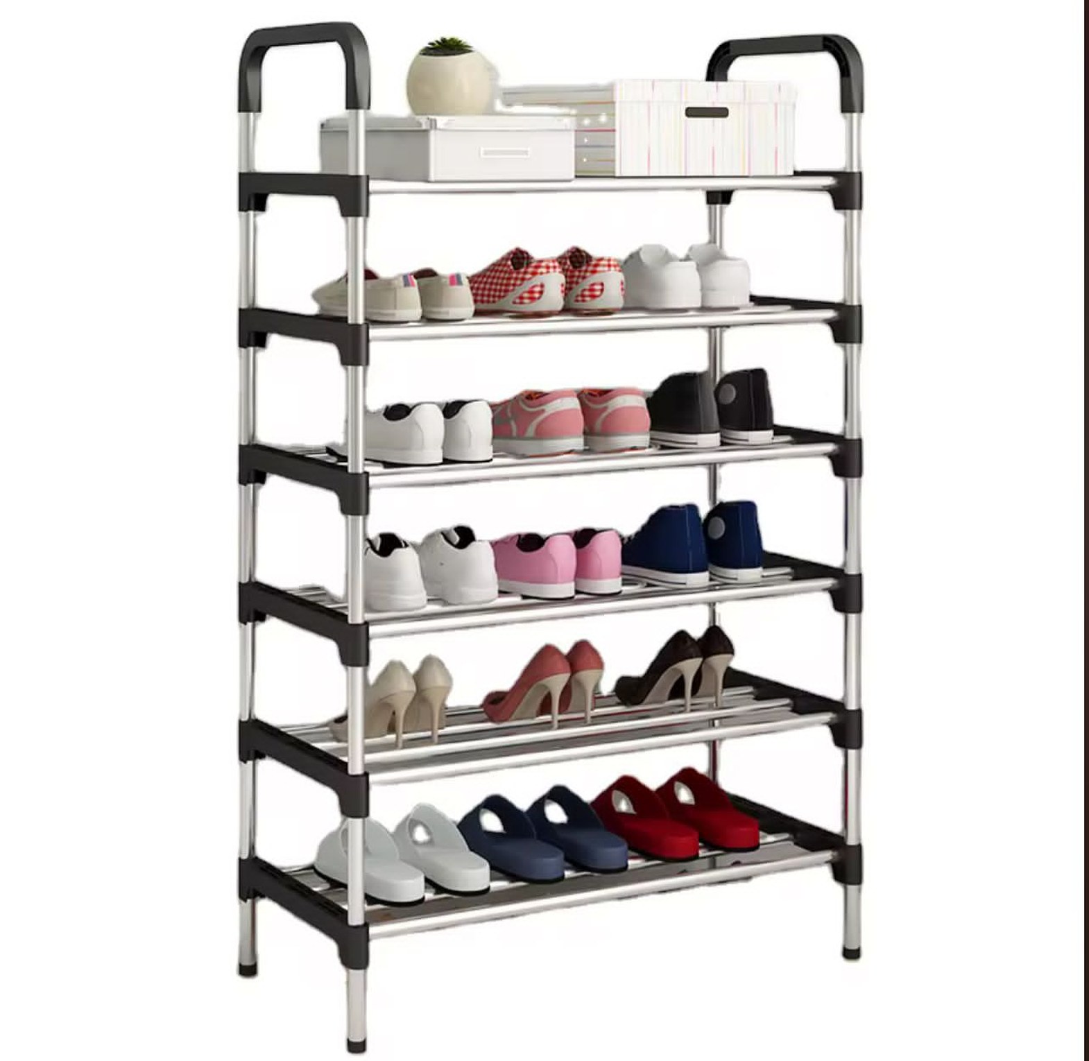 Shoe Rack. 6 Layers Metallic Shoe Rack Organizer- Easy To Assemble & Detach image