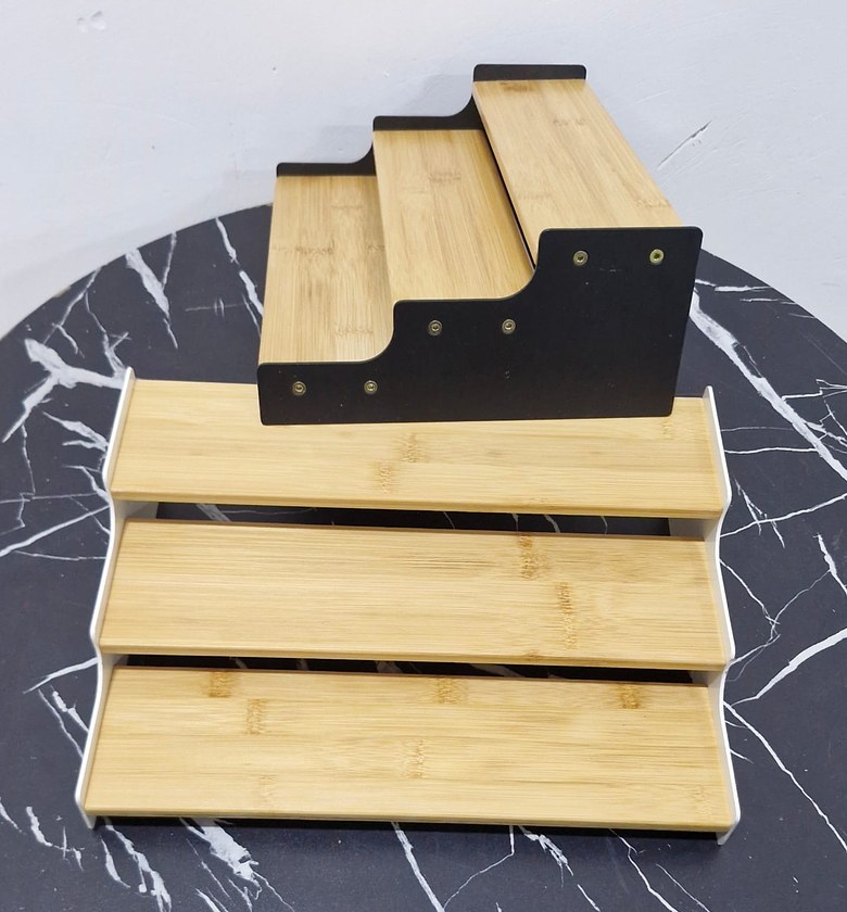 3-Tier Bamboo Spice Rack with Metal Frame image