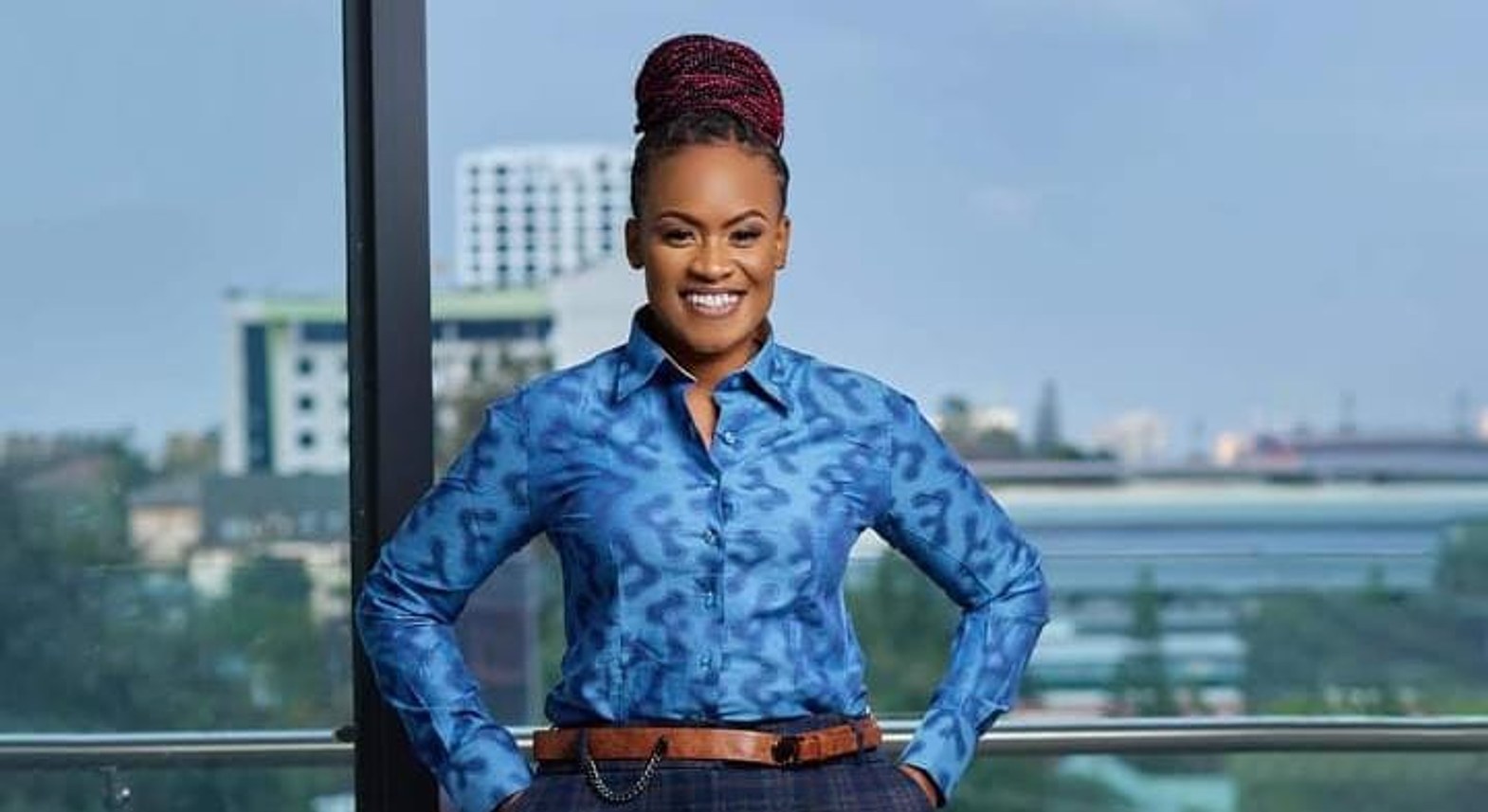 Azure Grace floral shirt, navy blue Shirt image