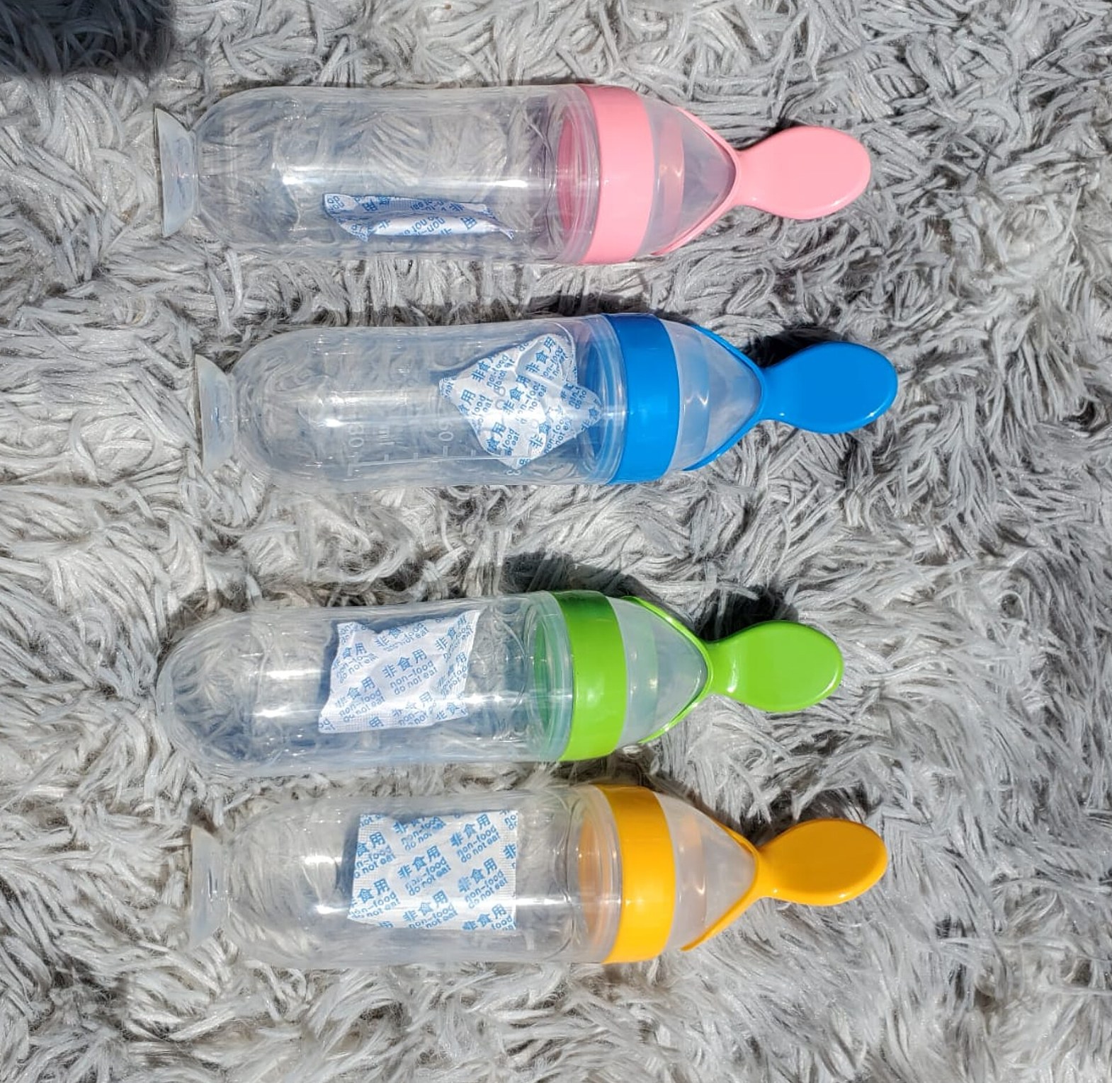 Silicone Squeezy Baby Feeding Spoon Bottle for Weaning & Purees, BPA-Free Soft Silicone Feeder with Suction Base image