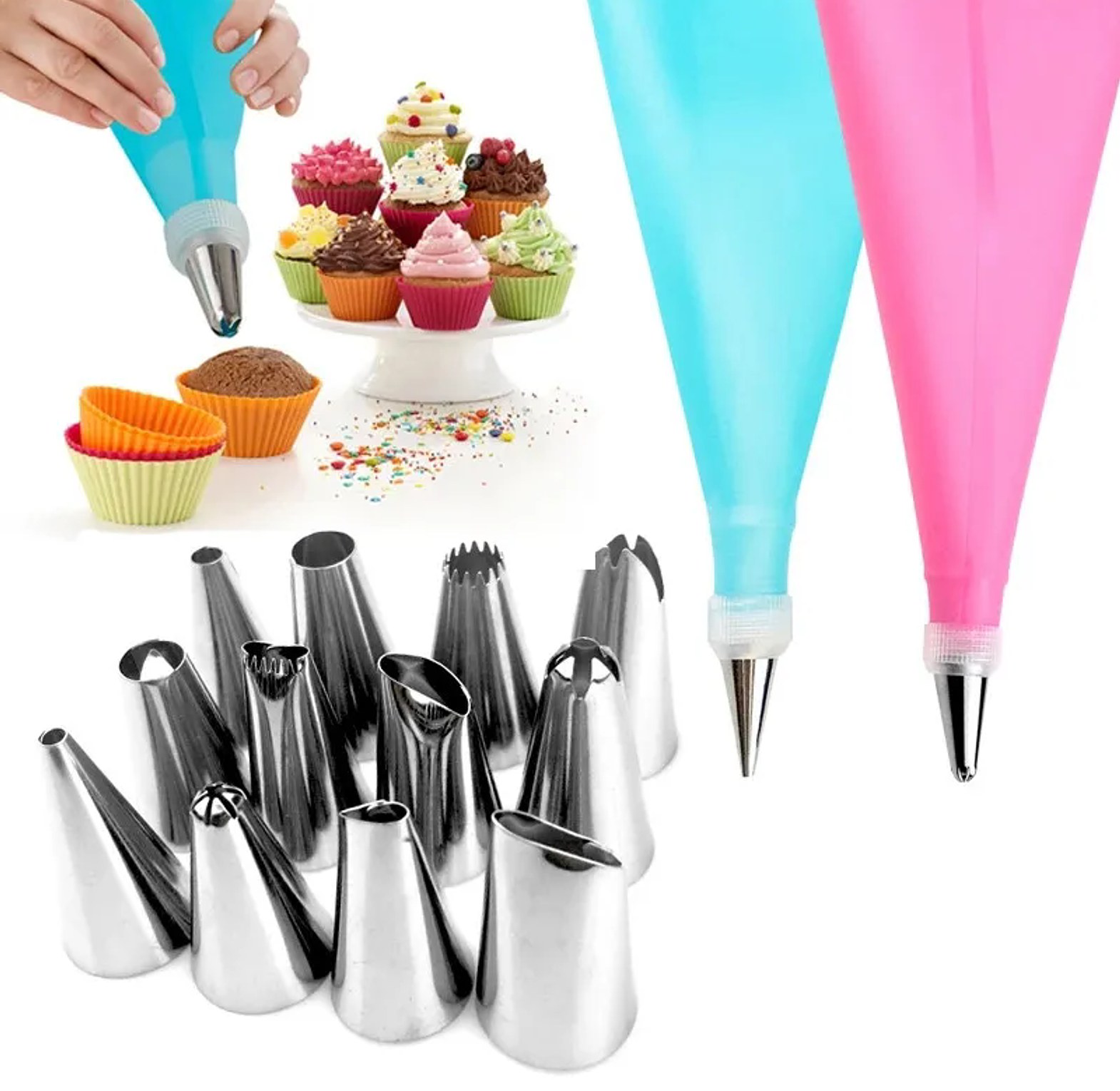Icing Piping Bag With Metalic Nozzles image