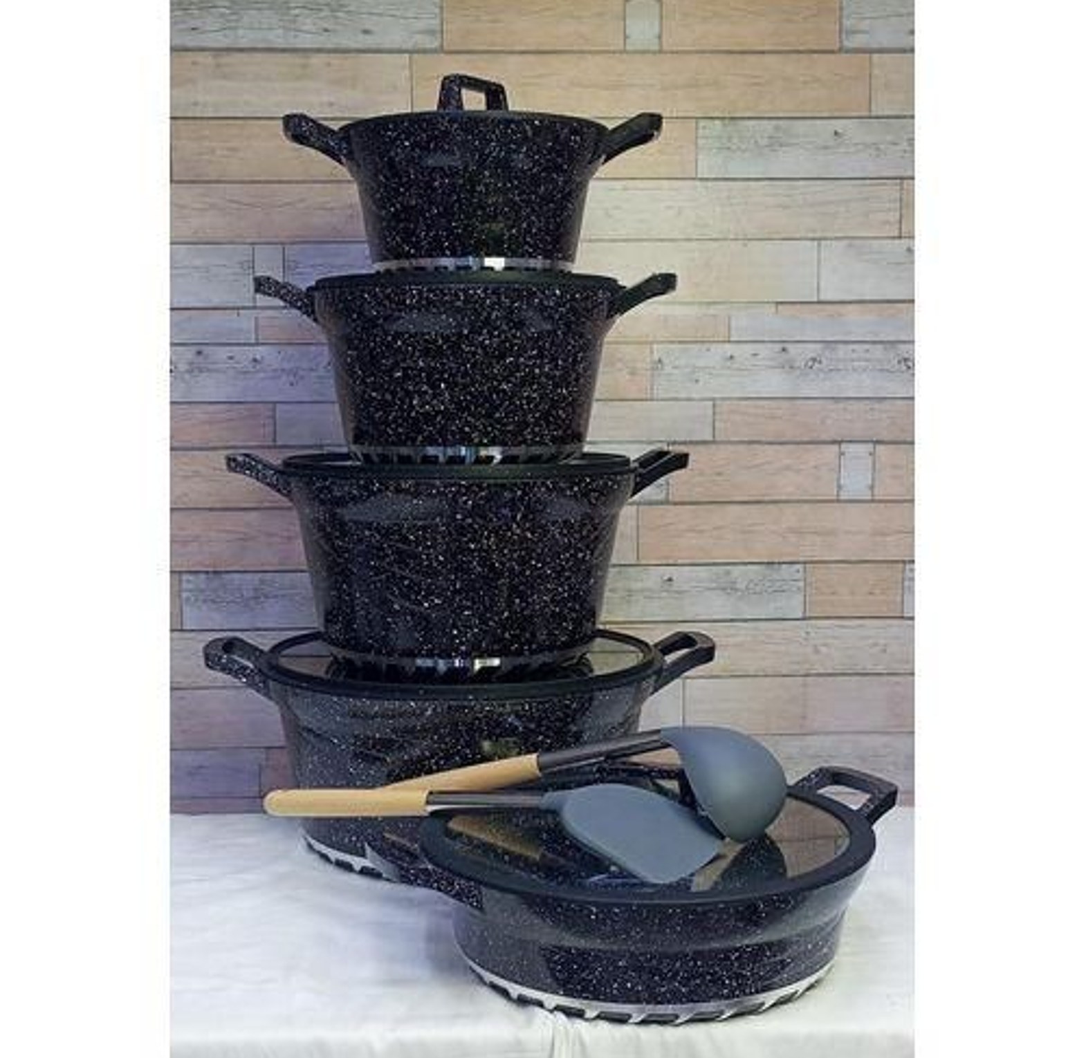 COOKWARE SET. Bosch 10PCS Granite Cookware Set Comes WITH A FREE 11PCS SILICONE SPOONS AS GIFTS  image