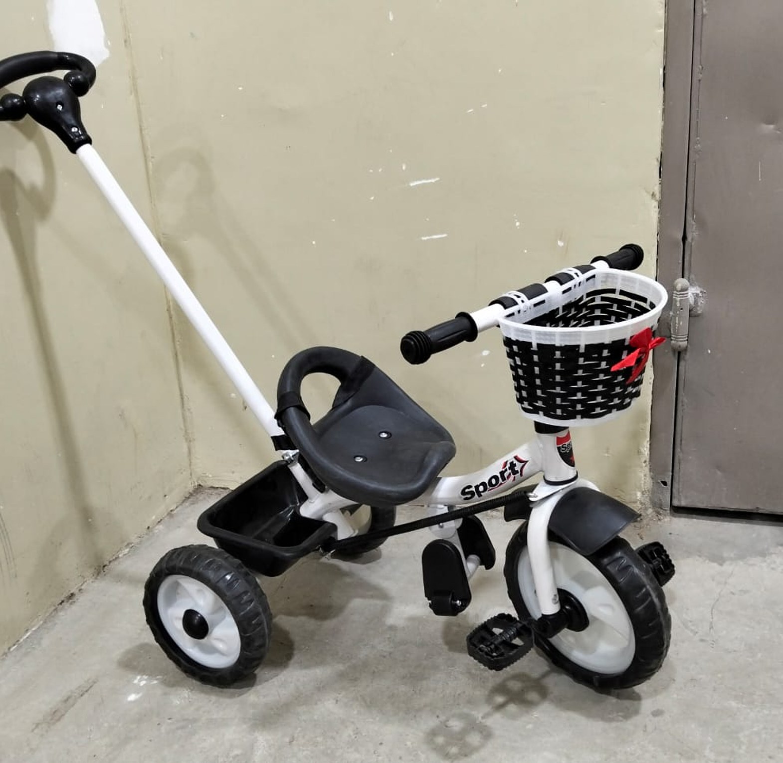Kids 3-in-1 Baby Tricycle with Parent Handle and Basket, Toddler Ride-On Stroller Bike, Push Trike image