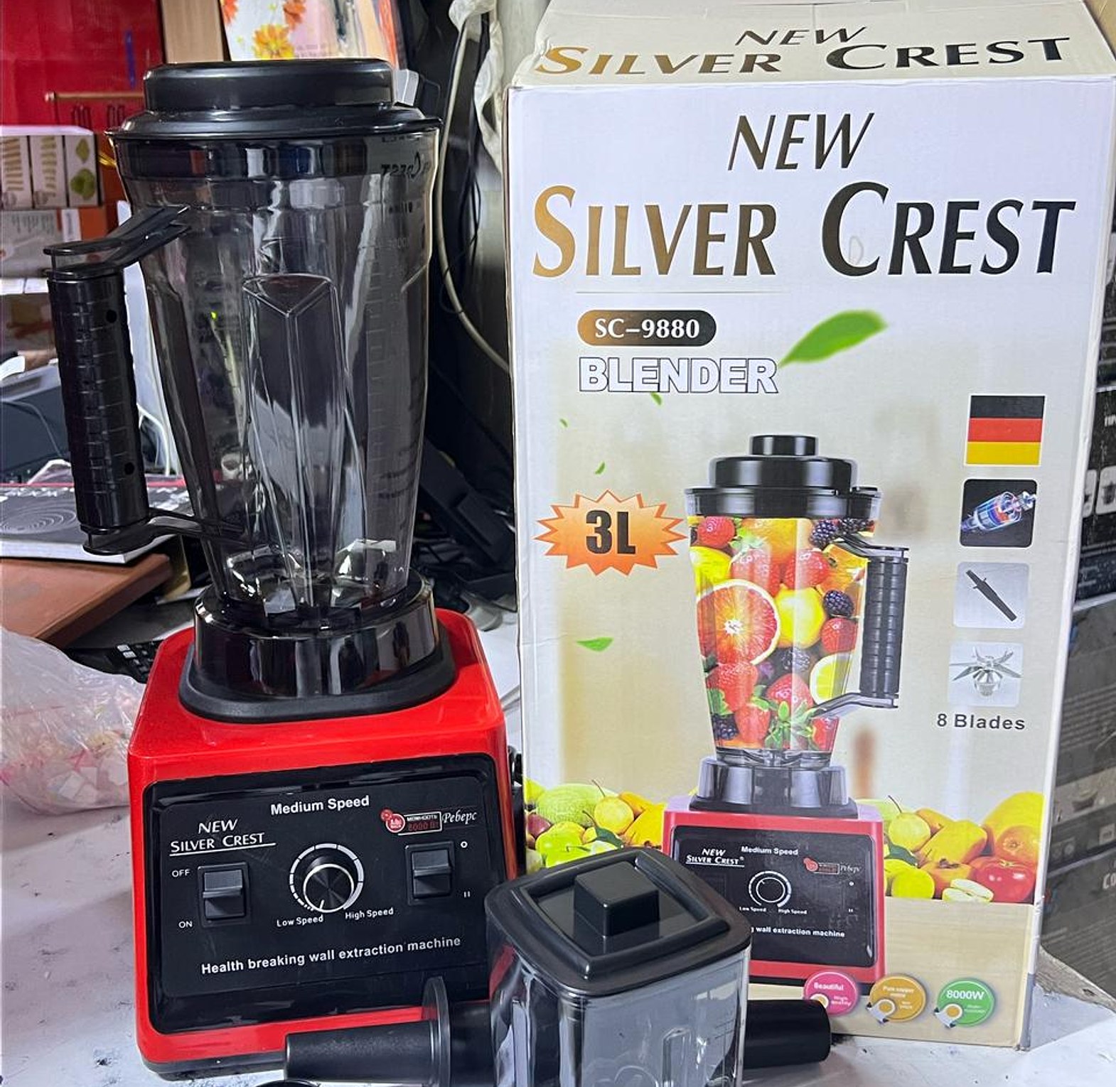 SILVER CREST BLENDER. High Quality Recommended 8000 Watts Silver crest commercial blender 3.0 litre Jug and grinder Jug image