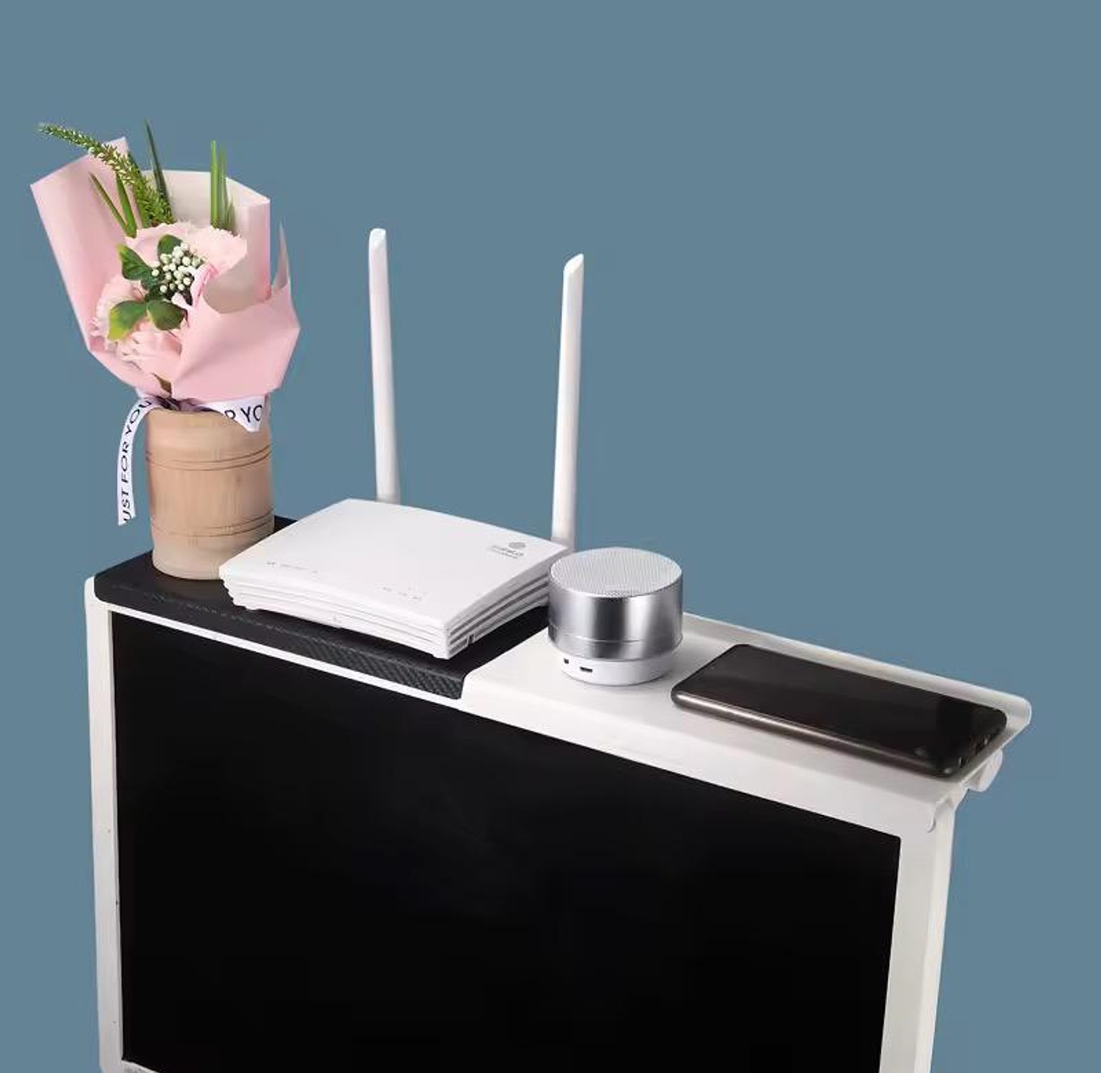 Tv Screen Top Storage Shelf, Wifi Router Holder image