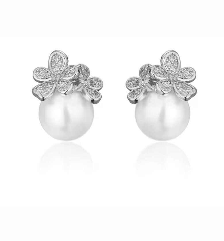 Whimsical Garden Pearl Stud Earrings image