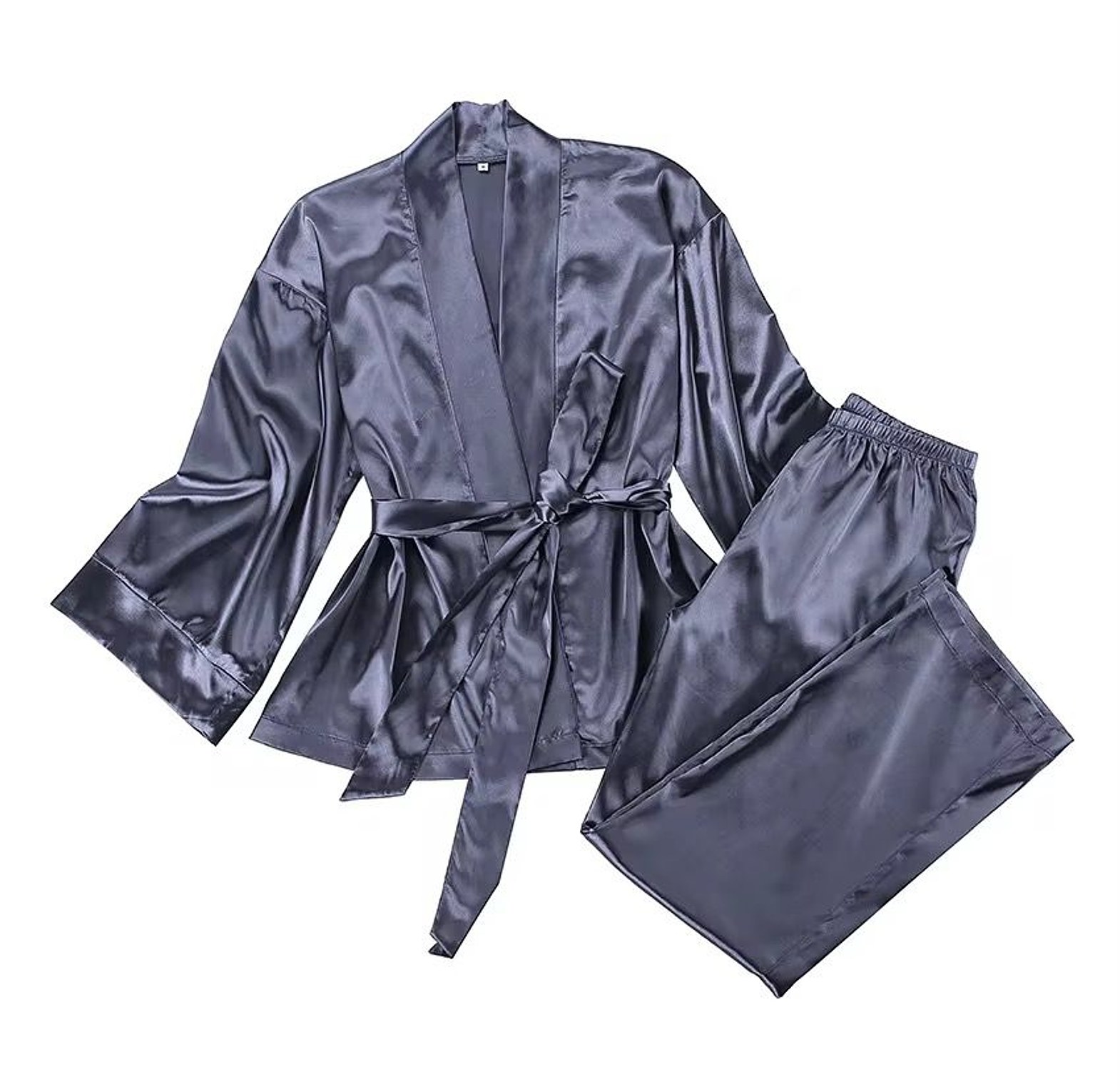 Y5120-Loungewear Silk-Satin Trouser Set image