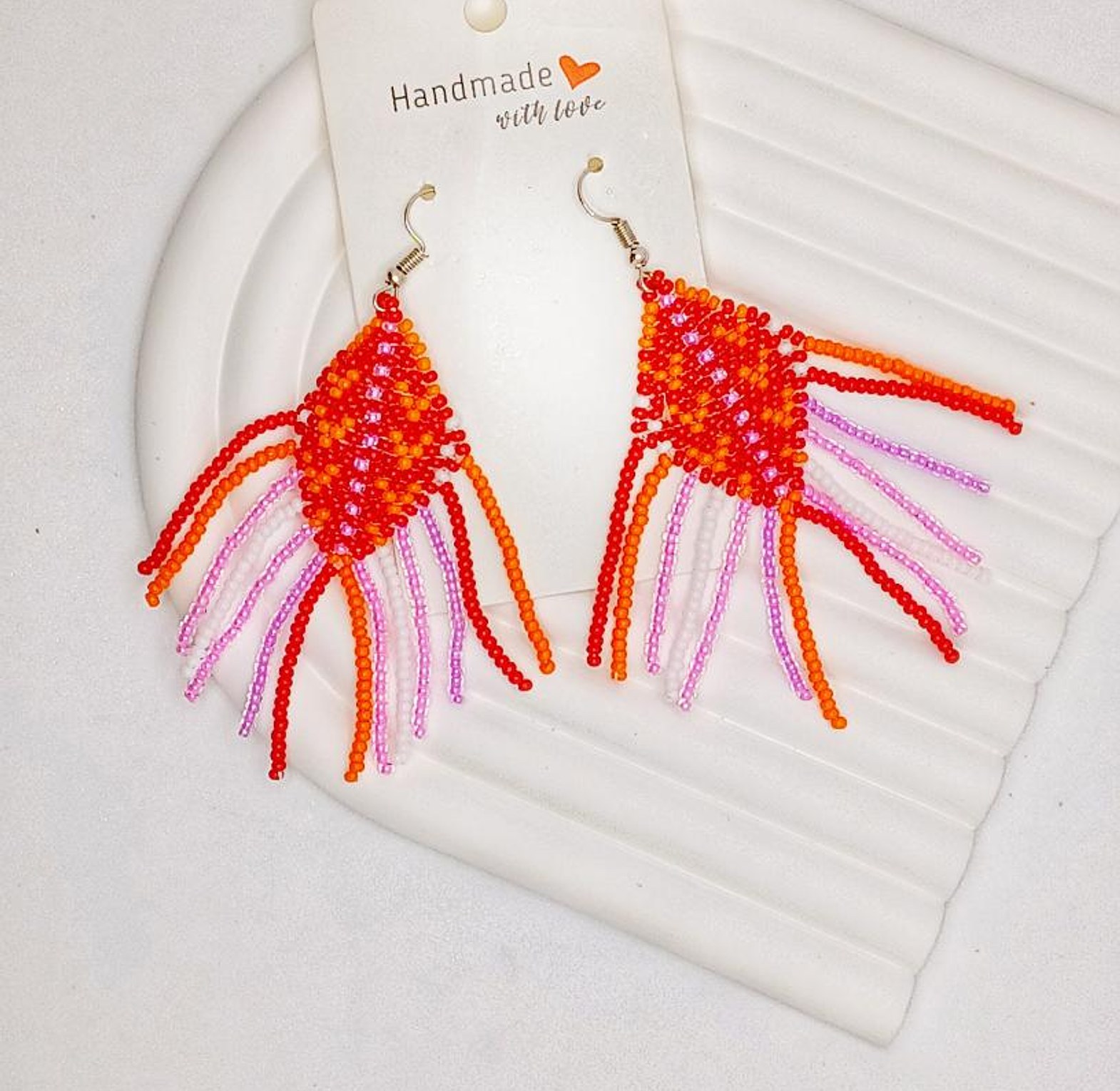 Handmade colourful beads earrings  image