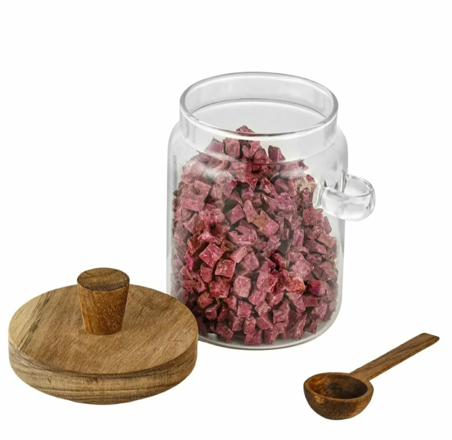 Modern Acacia & Glass Airtight Food Storage Jar Set with Integrated Spoon image